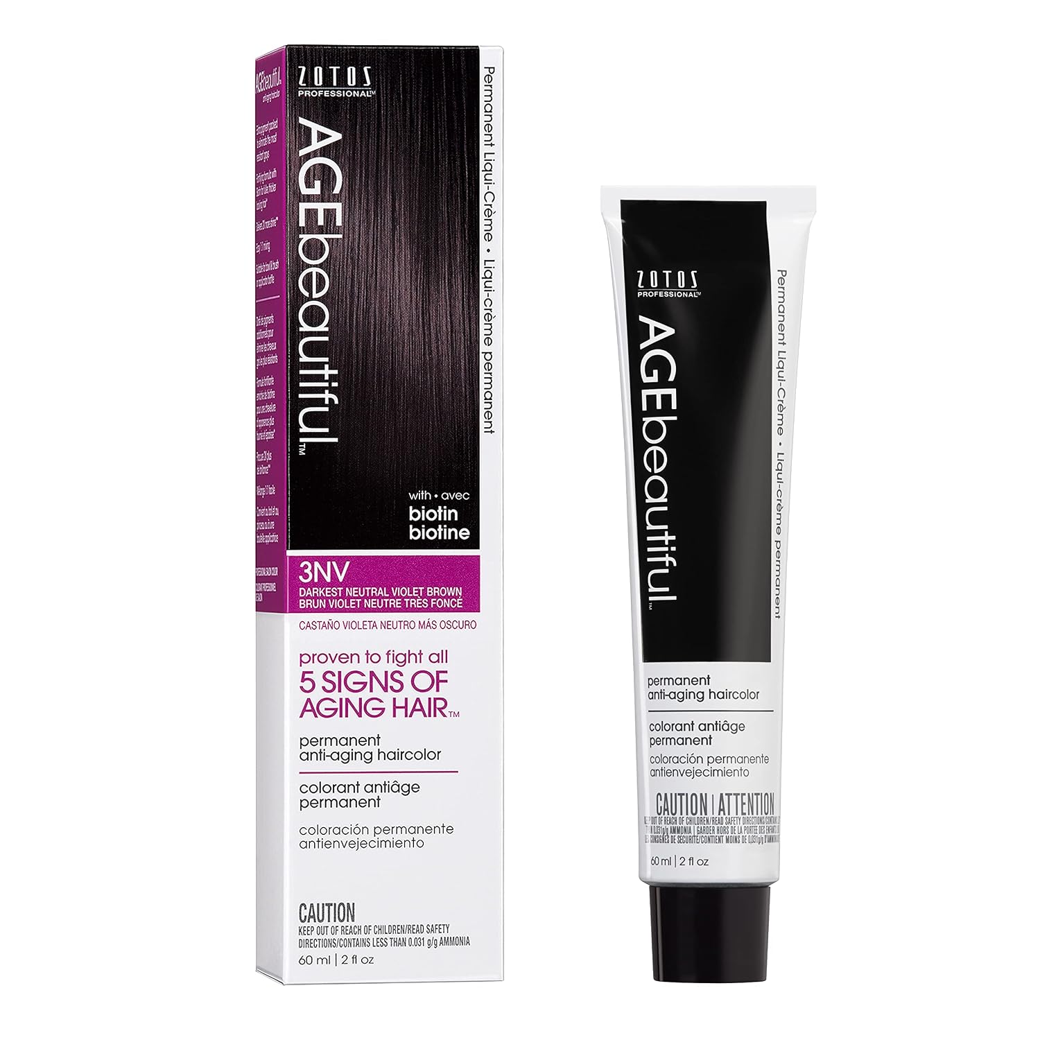 AGE beautiful Permanent Hair Color Cream, 100% Gray Coverage Hair Dye with Biotin Anti-Aging Formula for Fuller, Thicker Hair, Professional Salon Quality