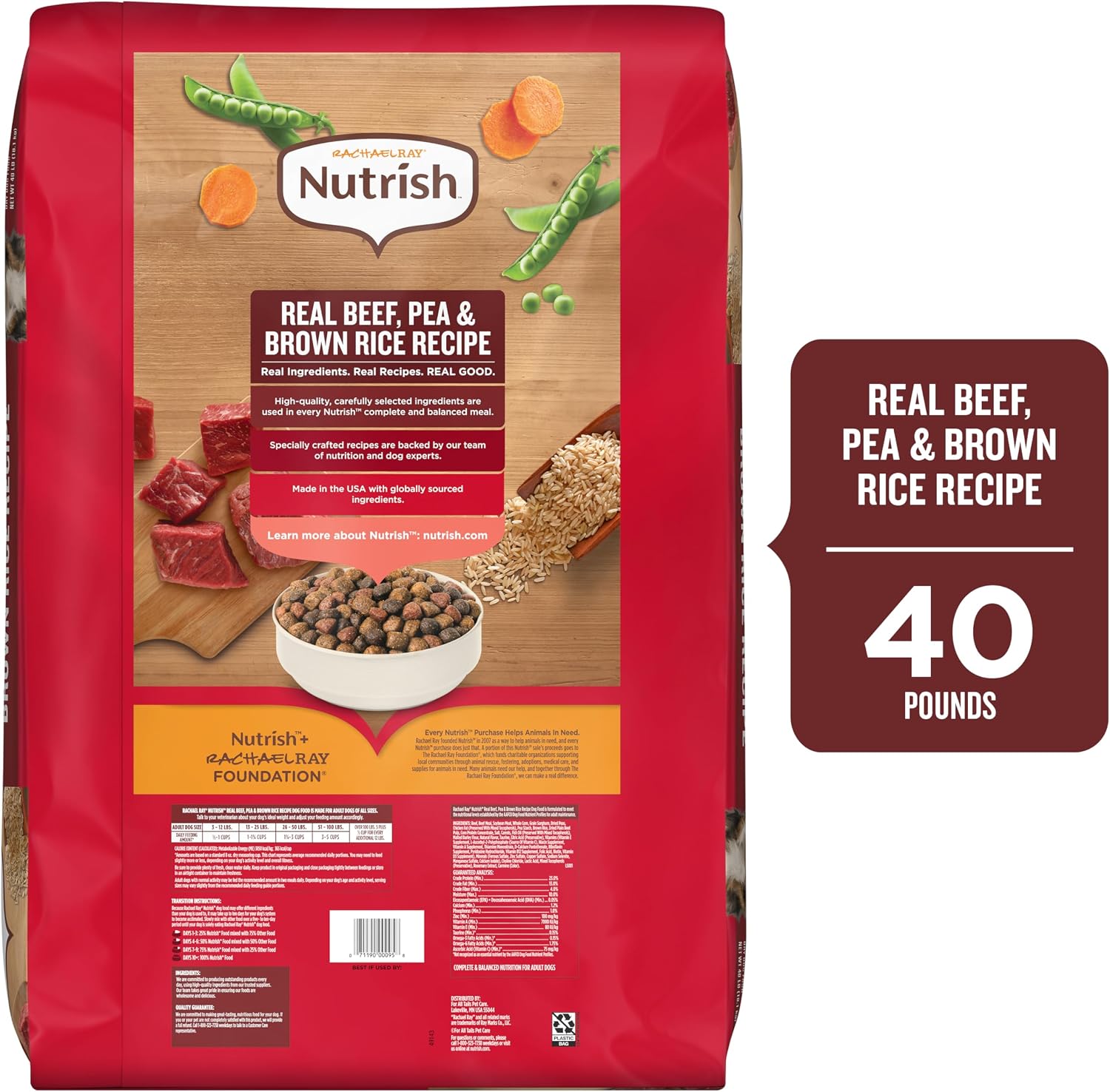 Nutrish Dry Dog Food, Beef, Pea & Brown Rice, 28 lb. Bag (Rachael Ray)
