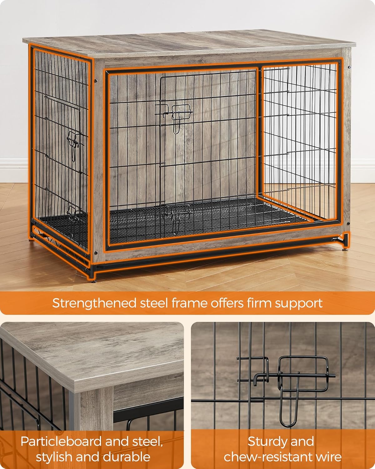 Feandrea 27.2" Dog Crate Furniture, Indoor Dog Kennel Side End Table