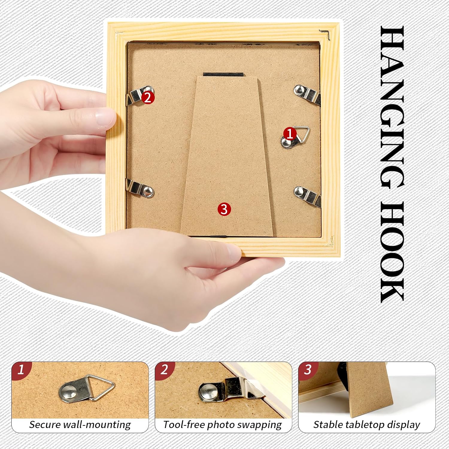Picture Frames 8x8 2 Pack Made of Solid Wood Black for Wall Mounting and Tabletop Display