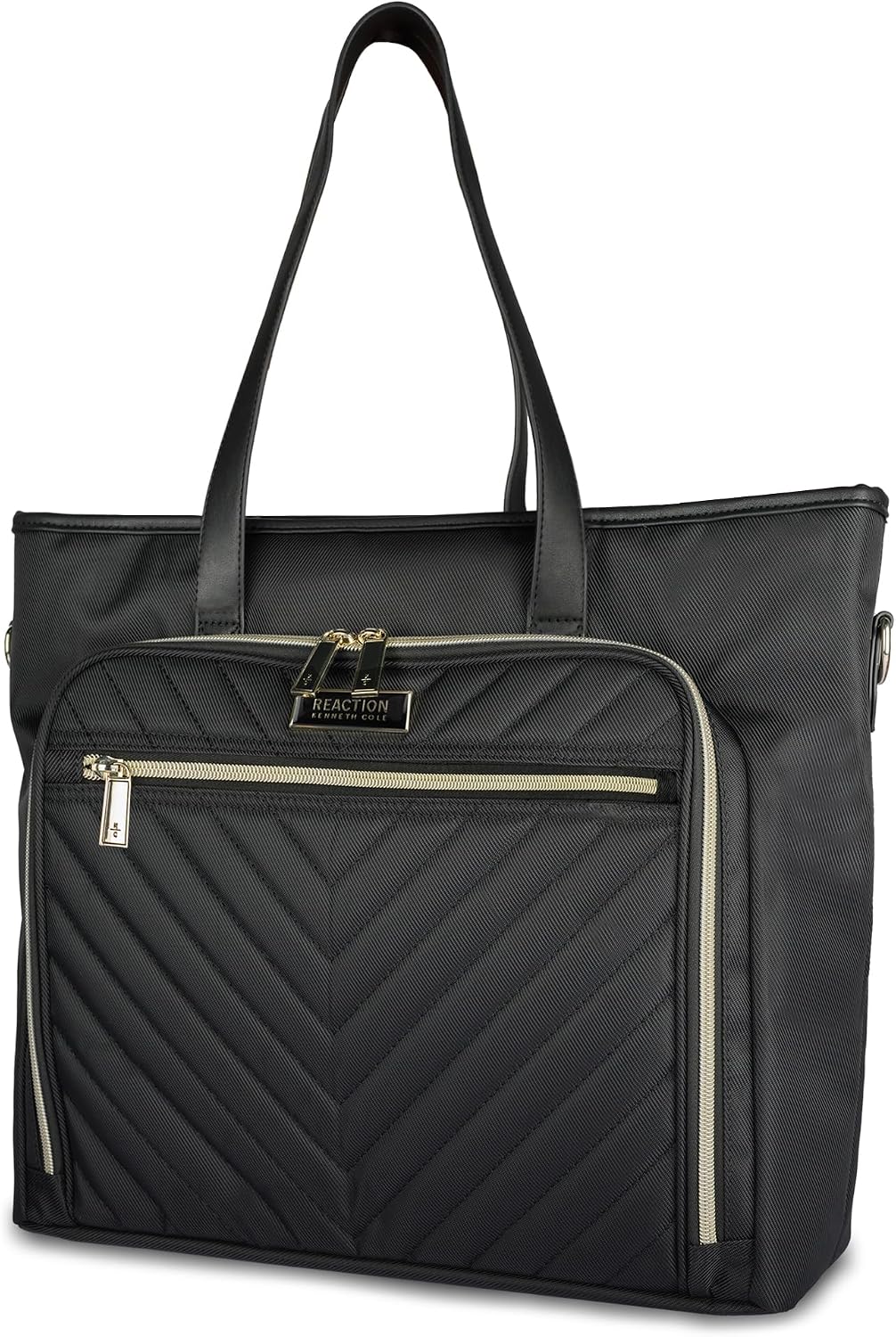 Kenneth Cole REACTION Madison Square Lightweight Hardside Chevron Expandable Spinner Luggage, Black, (28-Inch Checked)