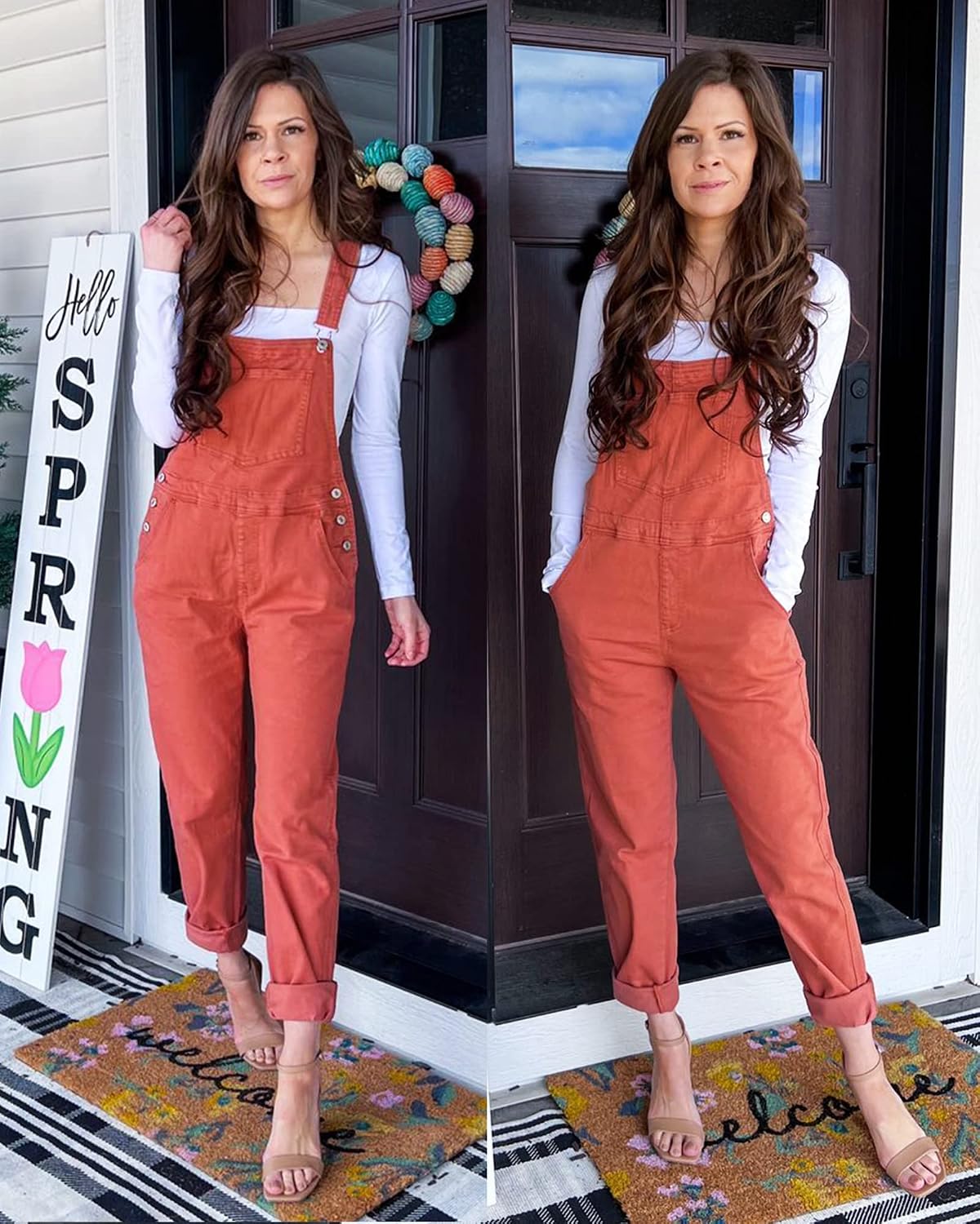 luvamia Women's Casual Stretch Adjustable Denim Bib Overalls Jeans Pants Jumpsuits