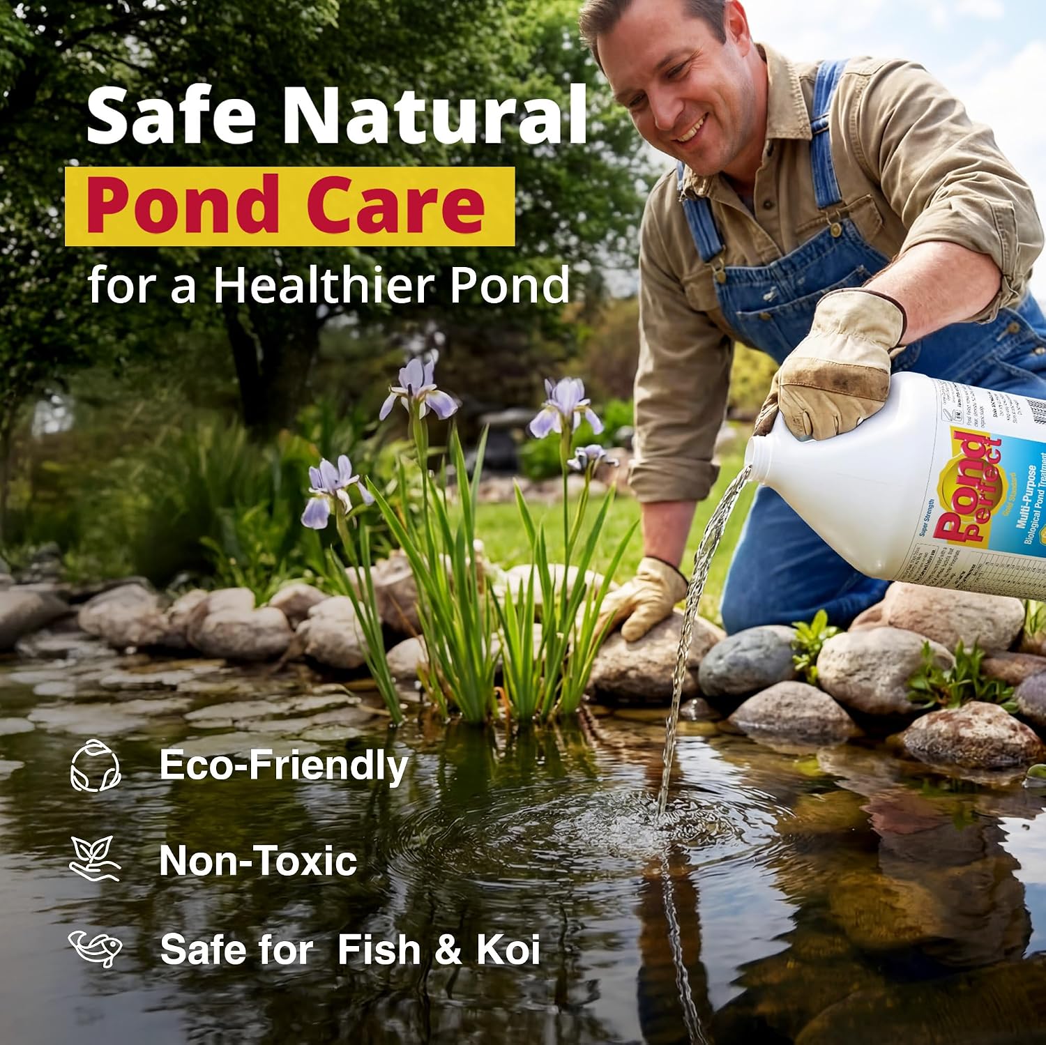 PondPerfect Pond Bacteria - Natural Treatment for Ponds - Safe for Fish | Liquid Formula for Pond Maintenance – Pond Cleaner for outdoor Ponds - Safe for Fish - 32 oz (946 ml) for up to 25000 gal