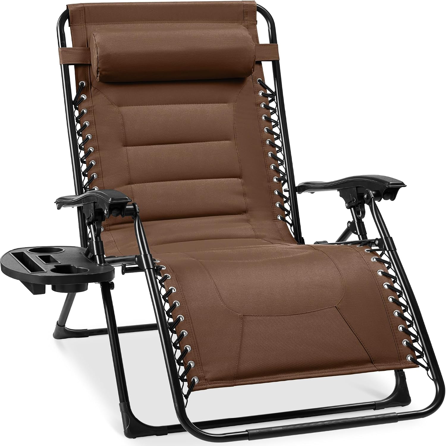 Best Choice Products Oversized Padded Zero Gravity Chair, Folding Outdoor Patio Recliner, XL Anti Gravity Lounger for Backyard w/Headrest, Cup Holder