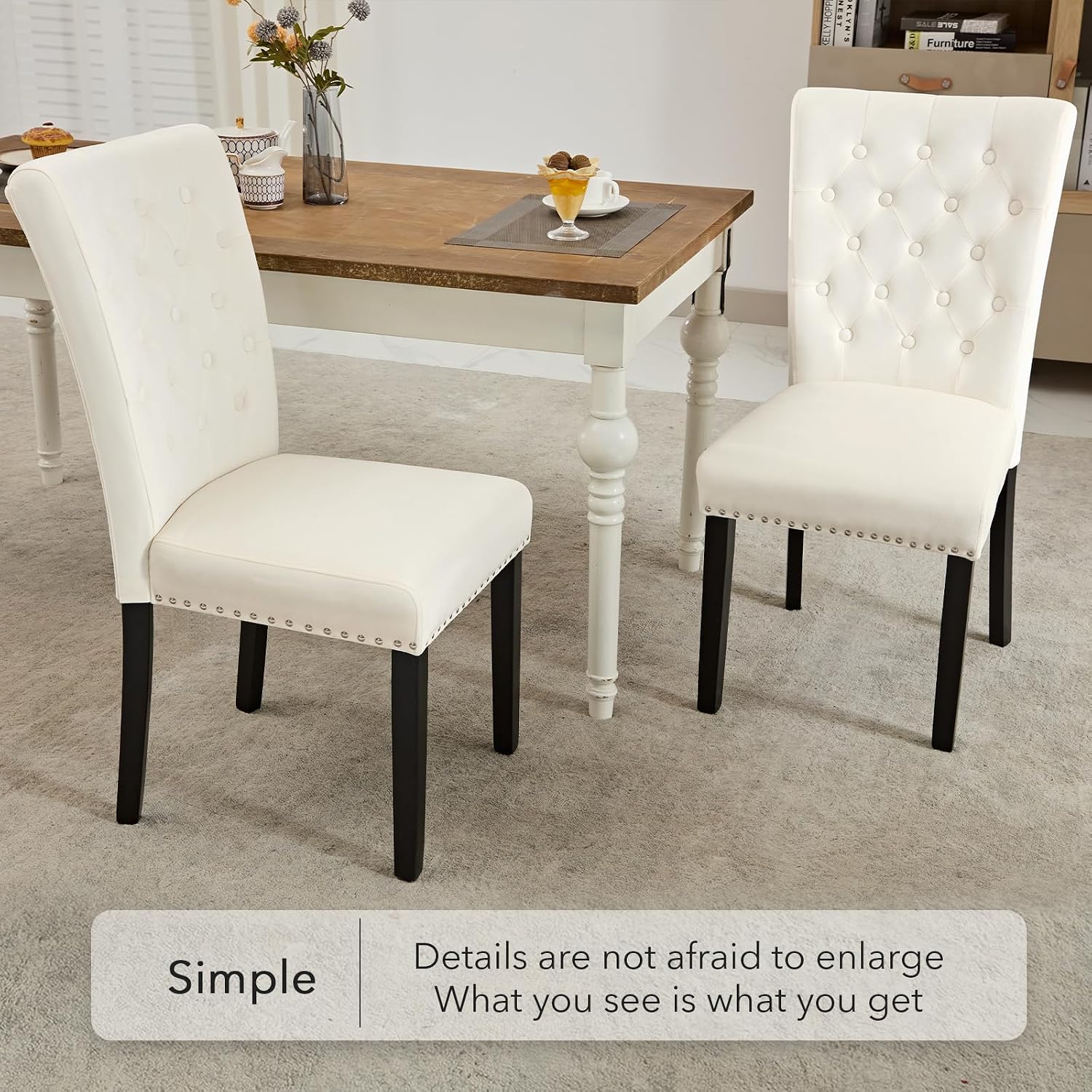 adochr Velvet Dining Chairs Set of 2, Parsons Kitchen Chair, Blue