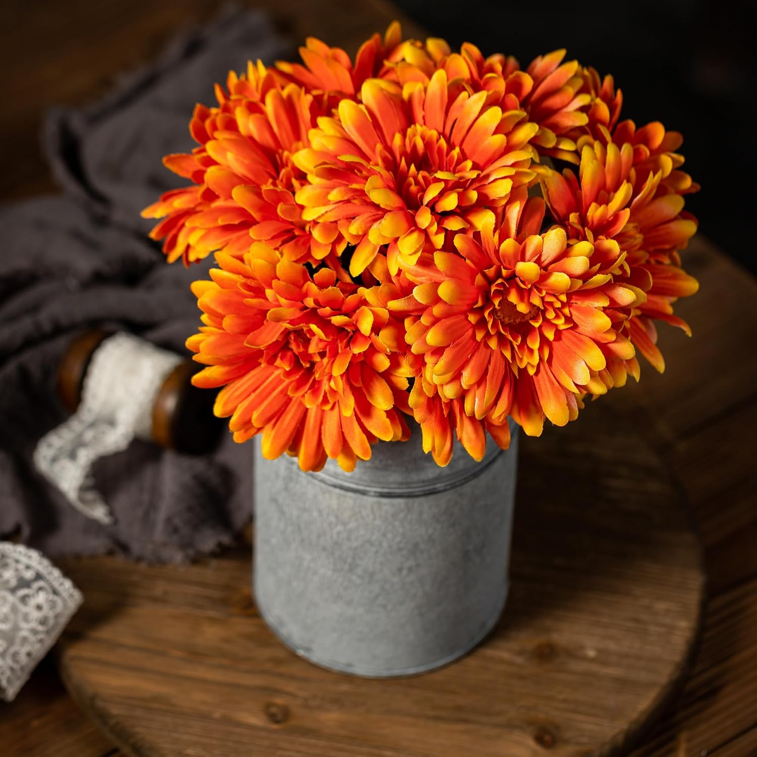 TOPIA Artificial African Daisies Flowers African Daisy Silk Flowers Artificial Gerbera Daisies Pack of 10 (Yellow)
