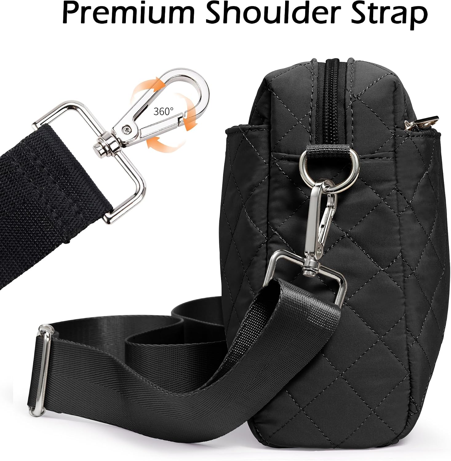 KALIDI Mini Quilted Crossbody Bag for Women Ladies Puffer Cross Body Purse | Nylon Lightweight Women's Shoulder Handbag with Wide Strap for Travel Vacation Casual Everyday Errands