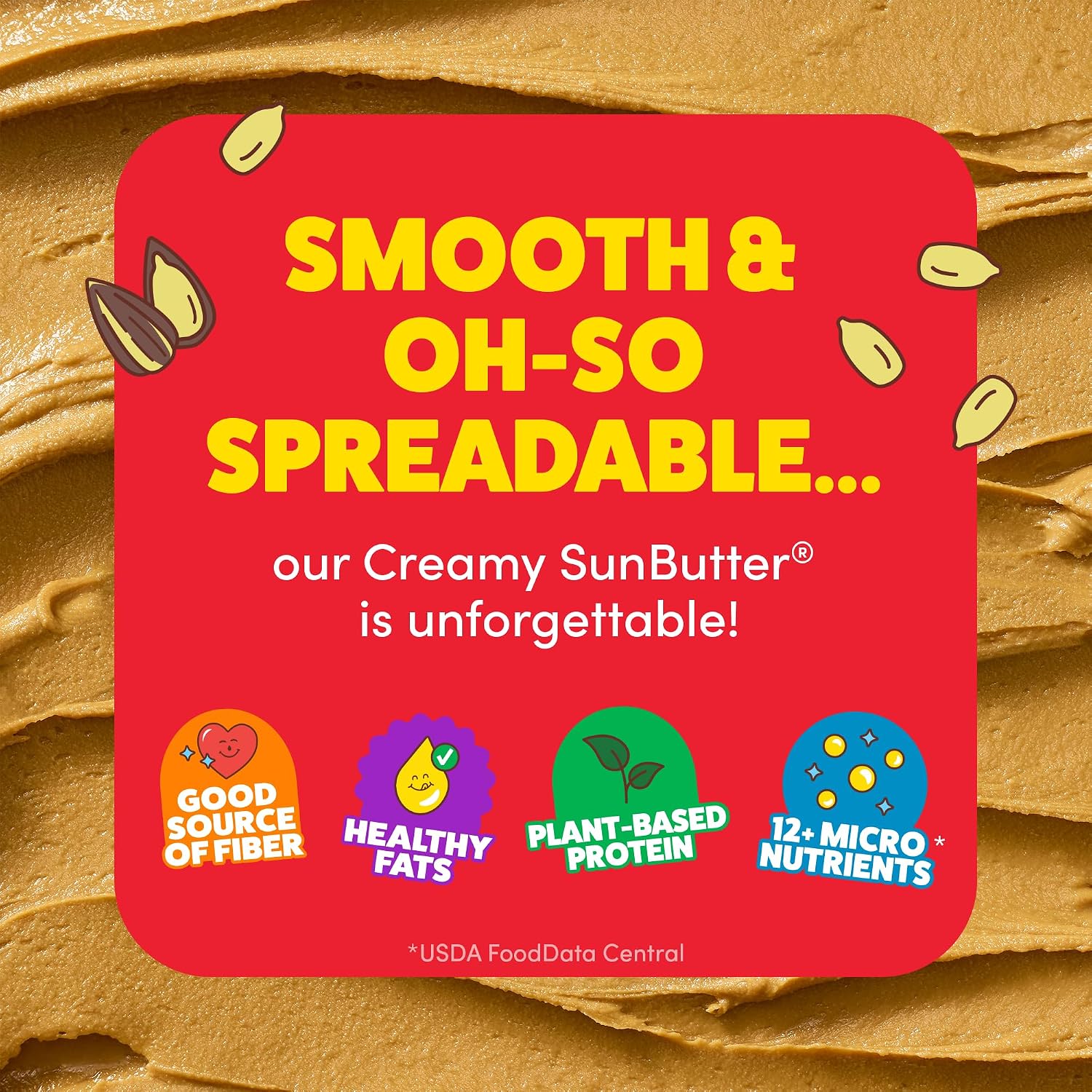 SunButter Original Sunflower Seed Butter, 16 oz Nut-Free Spread with 7g Plant-Based Protein, Roasted Rich & Savory Flavor, Smooth Texture | Vegan, Kosher & Non-GMO