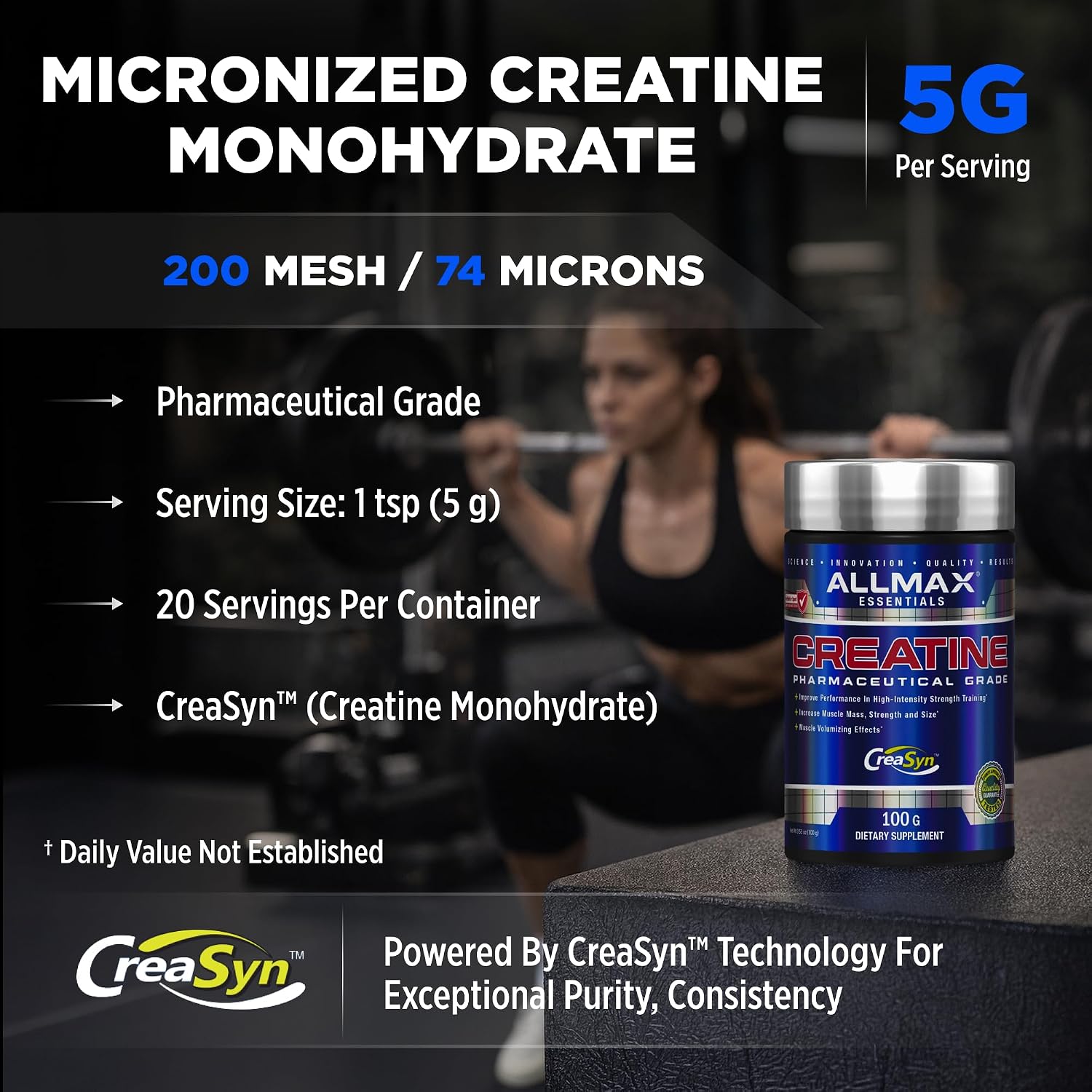 ALLMAX Creatine Monohydrate Powder, Micronized, Unflavored, 1000 g