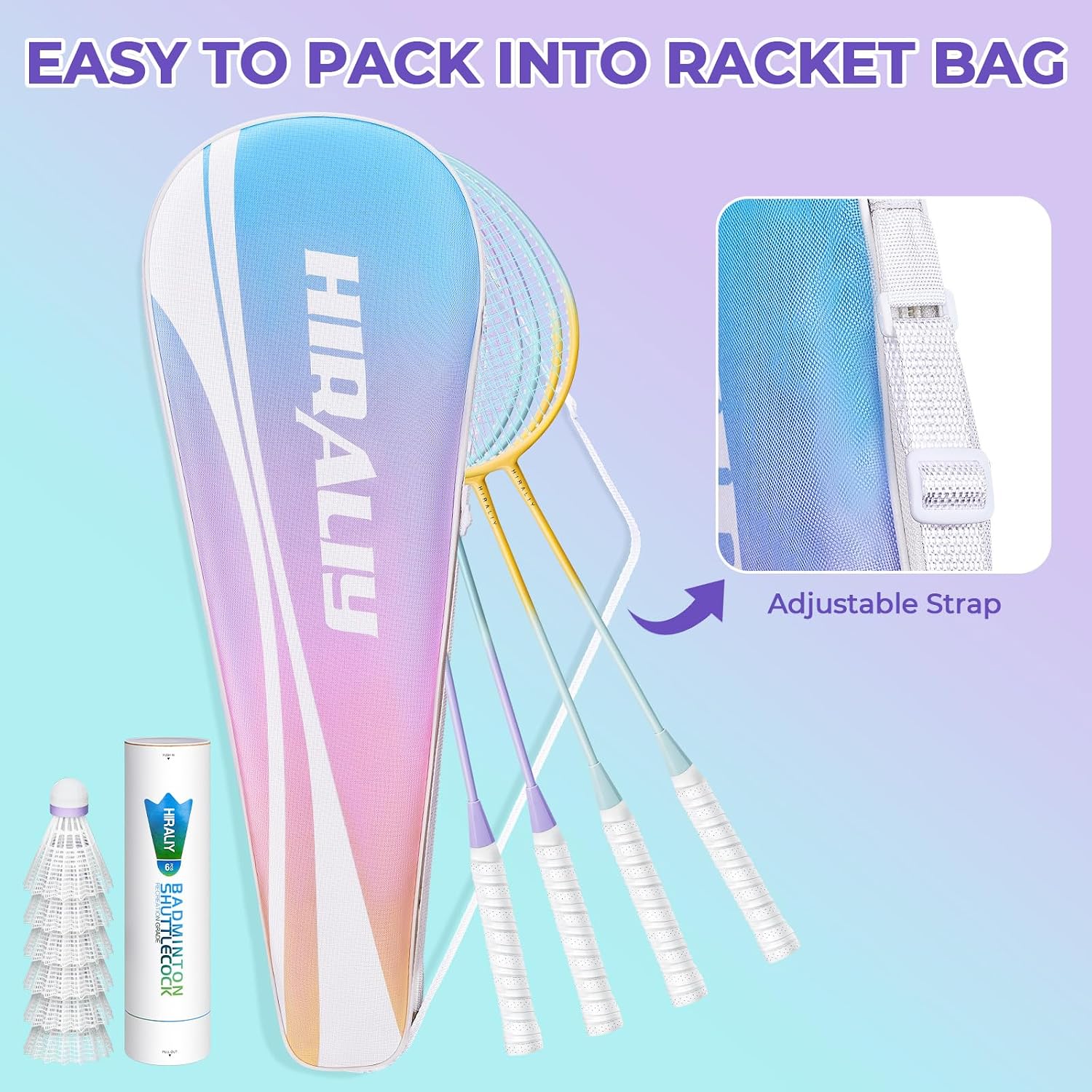 HIRALIY Badminton Rackets Includ 2/4 Rackets, 6/12 Birdies, 1 Carrying Bag