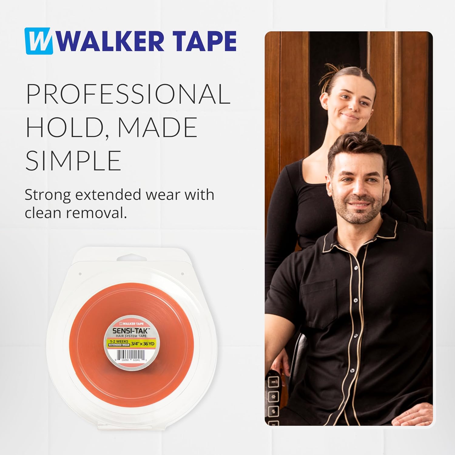 Walker Tape Sensi-Tak Secure Hairpiece Roll 1" x 12 Yards, Extended Wear Wig Tape Double Sided Ultra Hold for Poly Systems, Clear Lace Wig Adhesive for Lace Front Wigs Human Hair and Toupee Adhesives