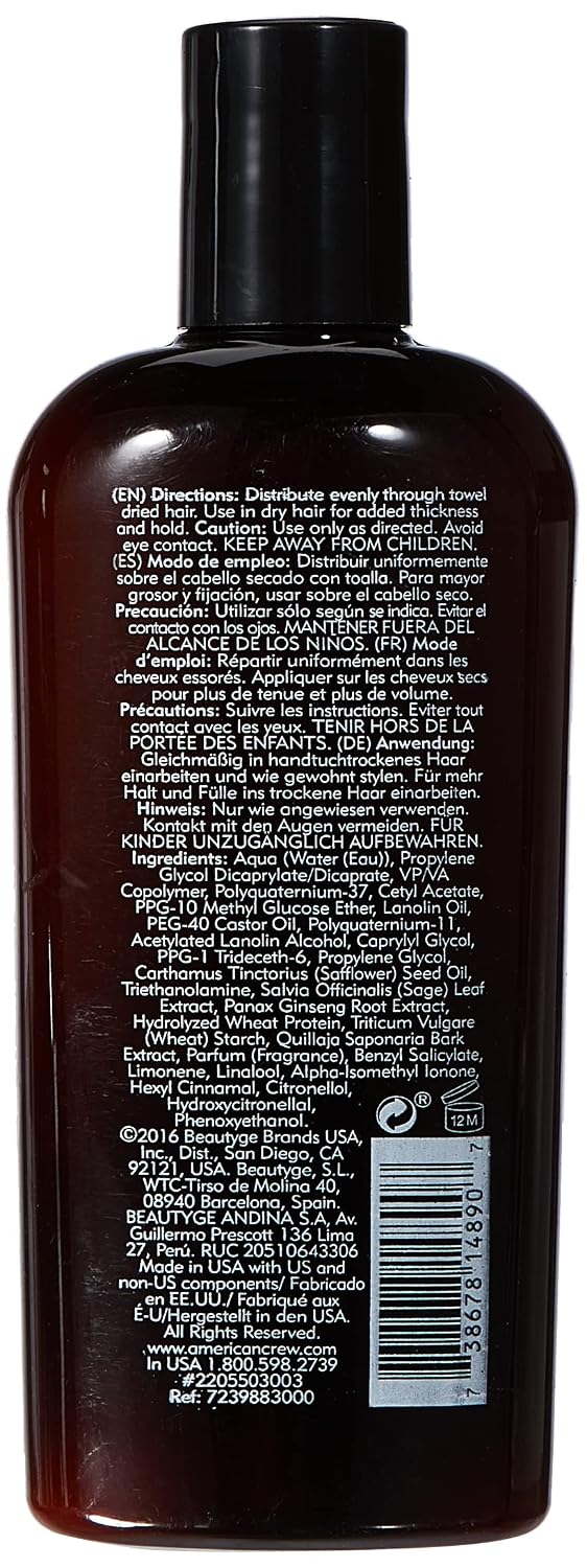 American Crew Men's Light Hold Texture Lotion for Fine Hair, 8.4 fl oz | Light hold texture hair styling lotion that adds body & manageability with a natural, low-shine finish. For fine, thin hair.