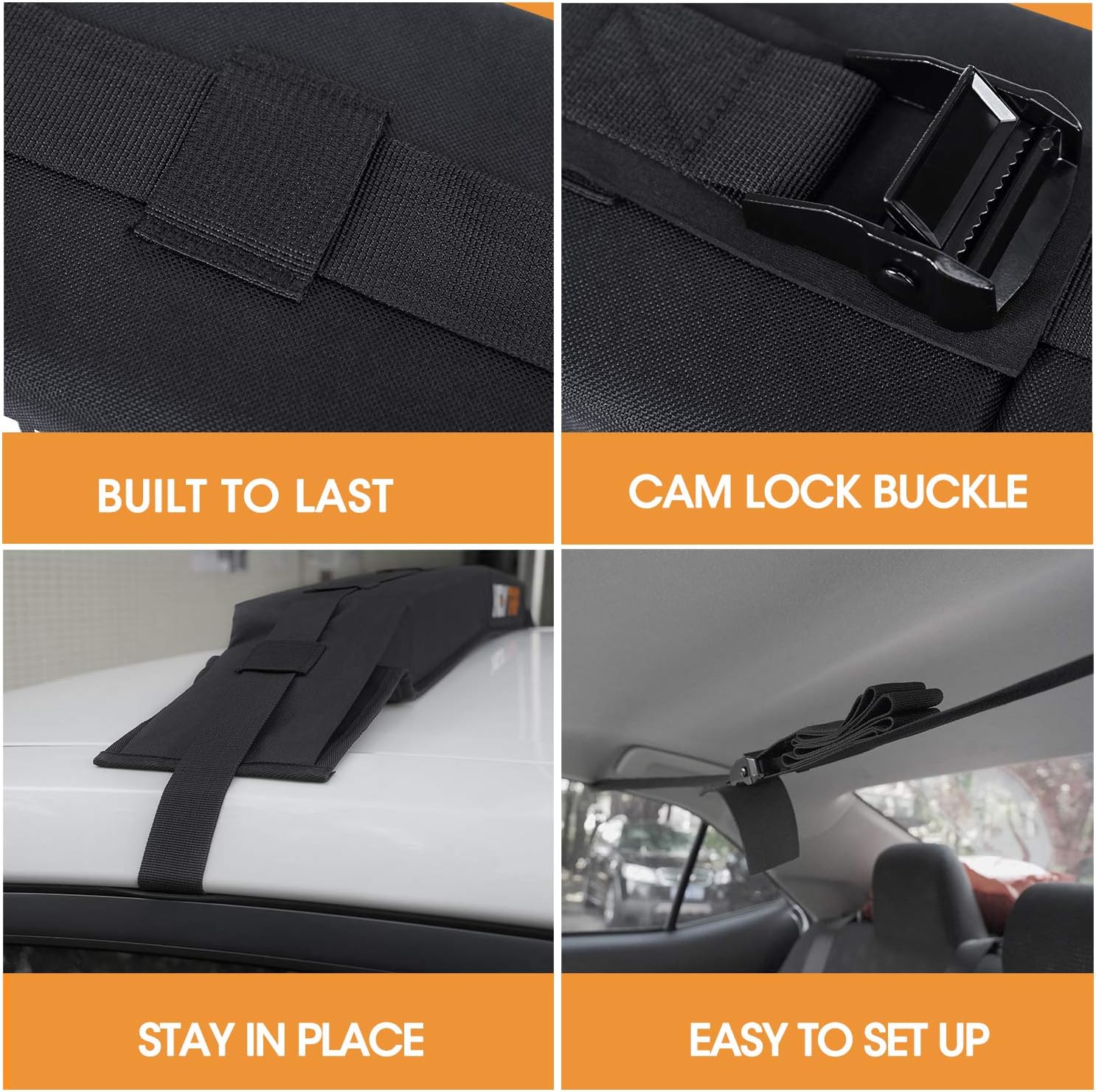 HEYTRIP Universal Soft Roof Rack Pads for Kayak/Surfboard/SUP/Canoe with 15FT Tie-Down Straps and Storage Bag