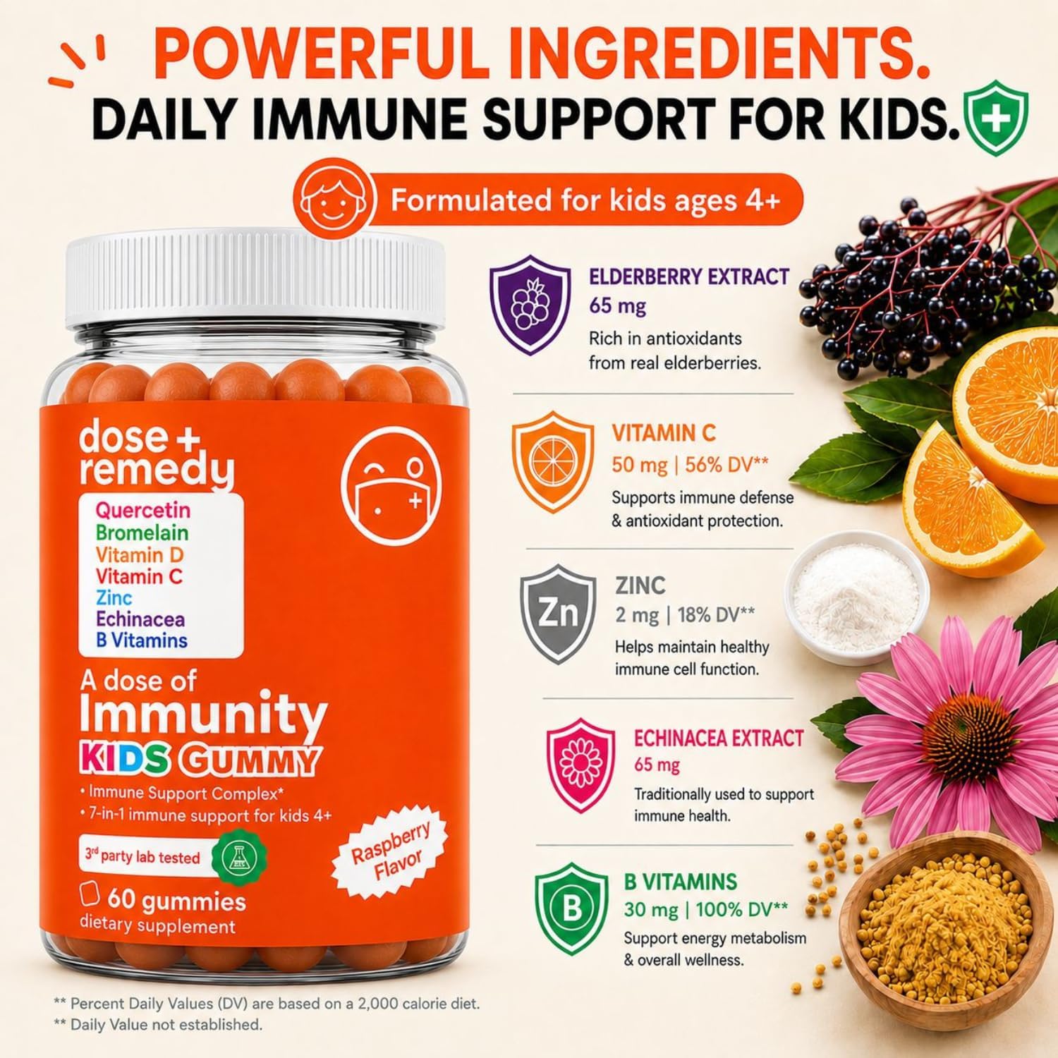 Dose of Immunity Immune Support Supplement & Booster for Adults, Zinc, 60ct