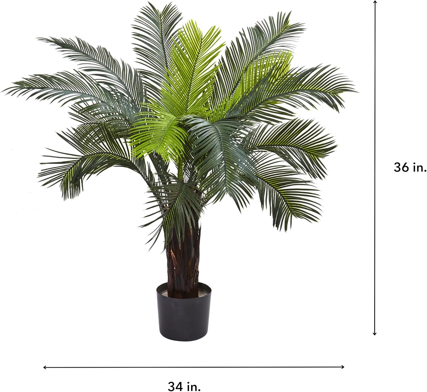 Nearly Natural 3 ft UV-Resistant Artificial Cycas Tree with Pot | Lush Realistic Palm Tree Foliage, Faux Greenery with 15 Robust Leaves