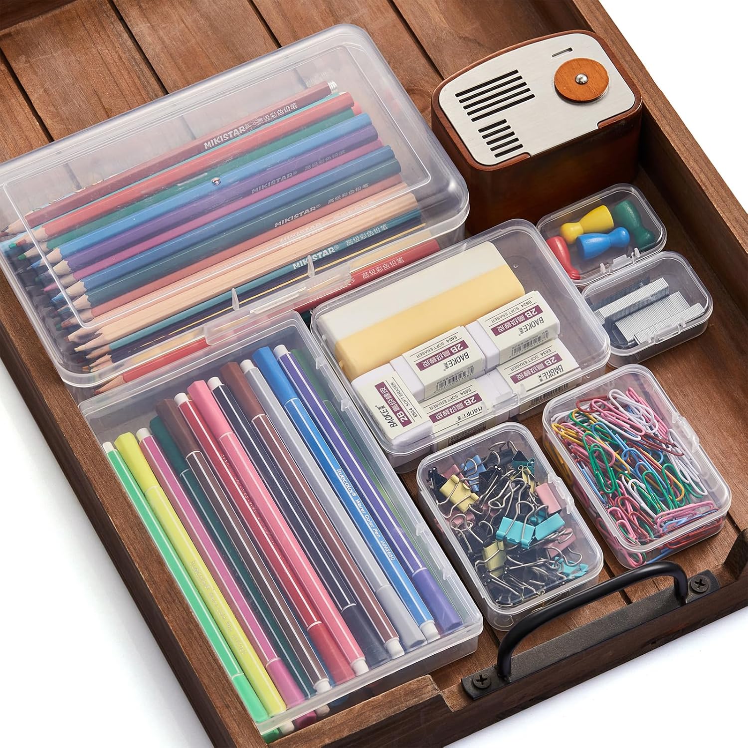 24 Pieces Mixed Sizes Rectangular Empty Mini Clear Plastic Organizer Box
