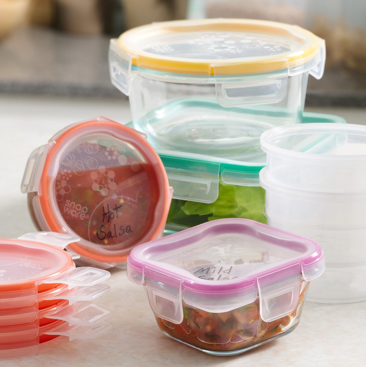 Snapware Snapware 6cup total solution rectangle food storage container glass, 9.3 Ounce (1112403) | Snapware glass container, 6‑cup size, BPA‑free lid, 4 locking tabs, microwave safe, freezer safe, dishwasher safe, 1112403