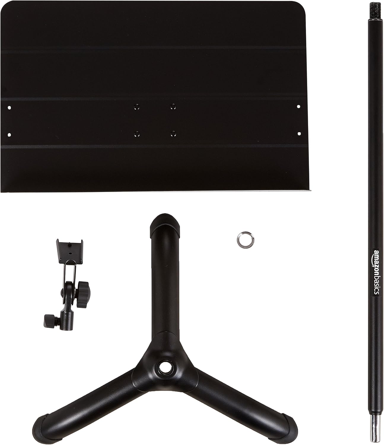 Amazon Basics Portable Height Adjustable Sheet Music Stand, Sturdy Metal, Black