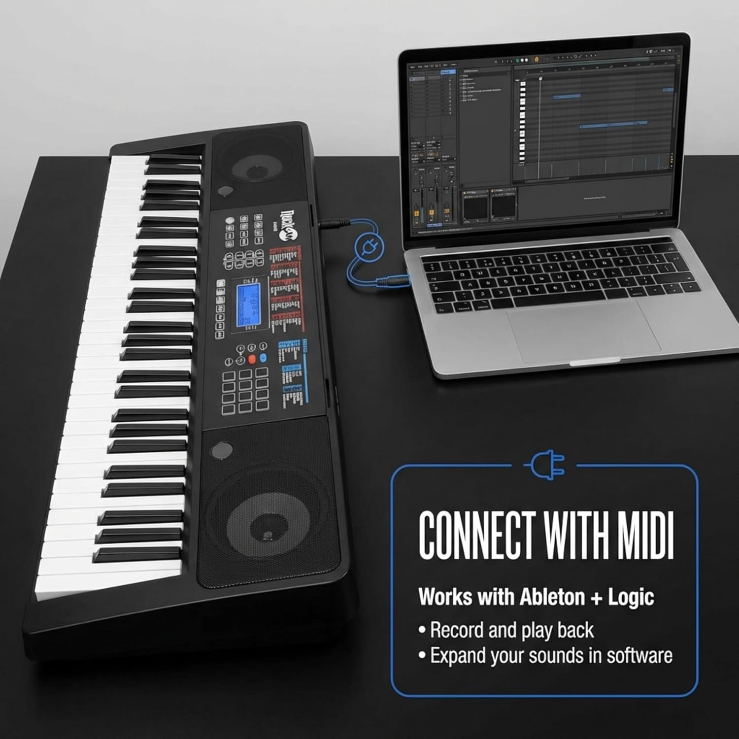 RockJam RJ561 61 Key Keyboard Piano Kit with Stand, Stool & Headphones