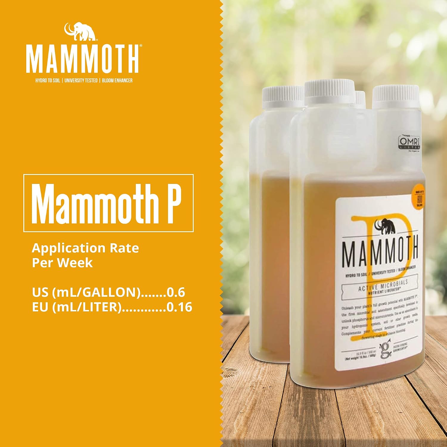 Mammoth Organic Bloom Booster | Mammoth P Organic Fertilizer Microbial Inoculant | 16% Proven Increase in Yield (250 ml)