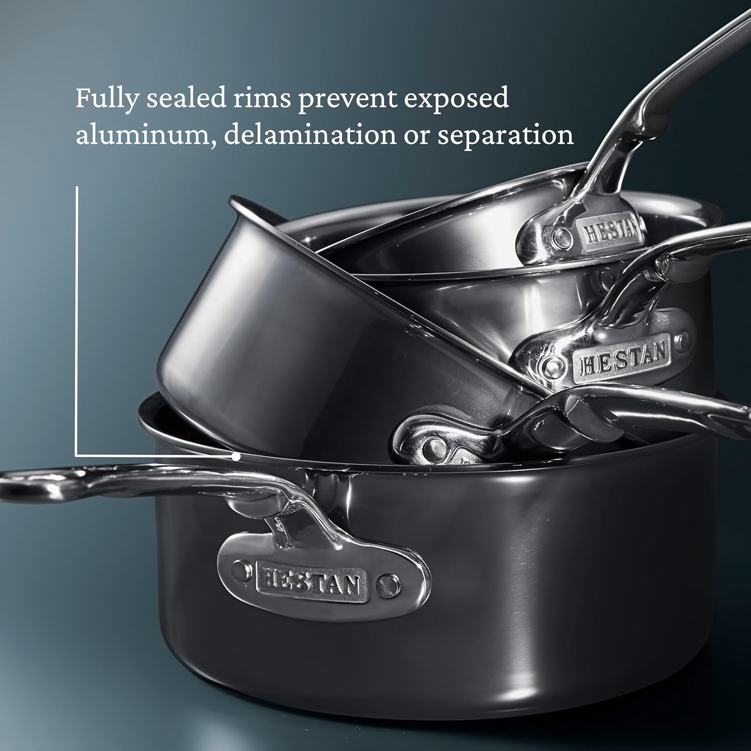 Hestan NanoBond Molecular Titanium Saucepan with Lid, 3-Quart - PFAS-Free Stainless Steel, 4x Stronger, 1050°F Oven Safe, Induction Compatible