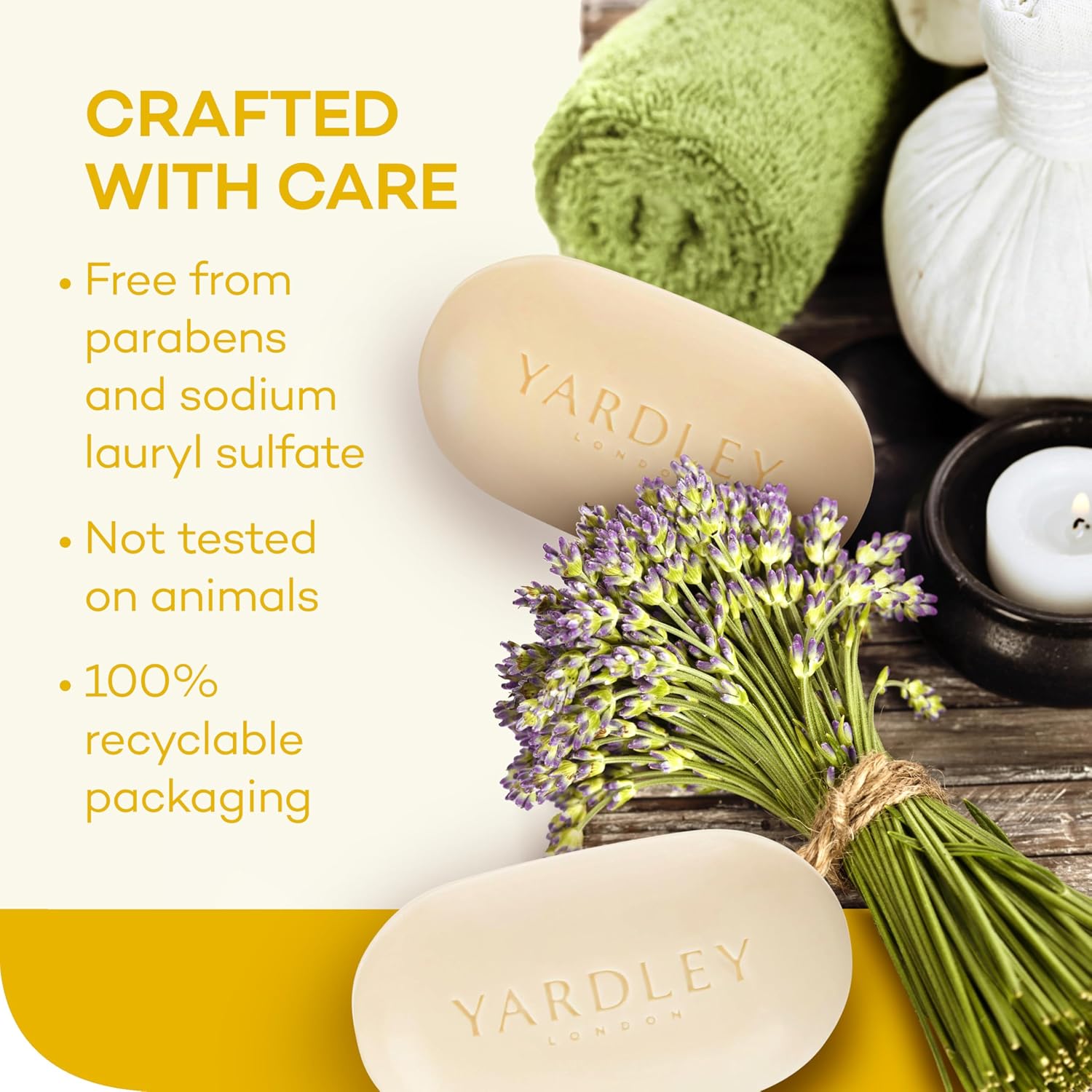 Yardley London Lemon Verbena Naturally Moisturizing Bath Bar, 4.25 ounce