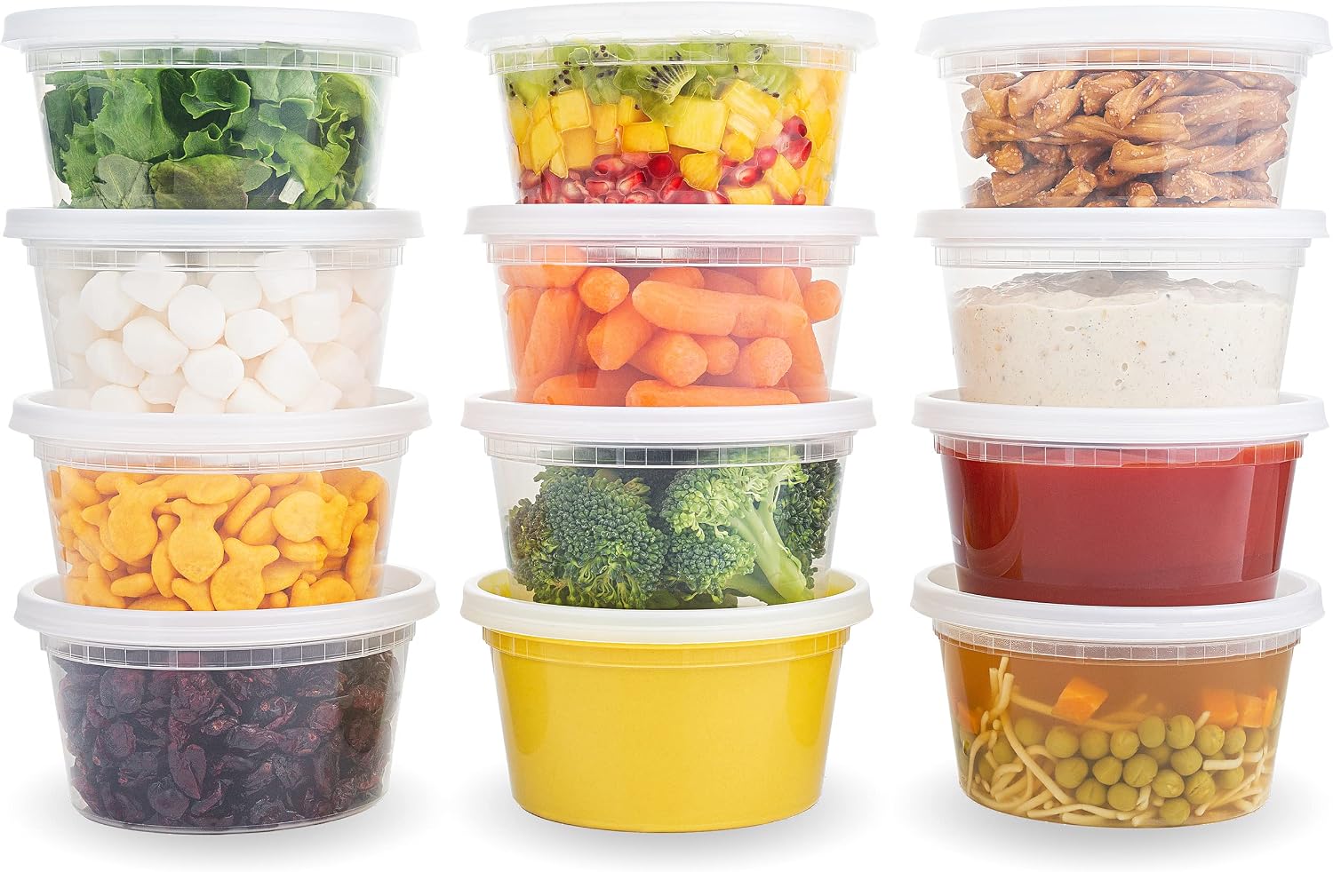DuraHome - Deli food Storage Containers with Lids 32 oz, Quart Pack of 24 Leak-proof Freezer Safe Microwaveable Soup Storage Container - Clear Plastic Premium Quality