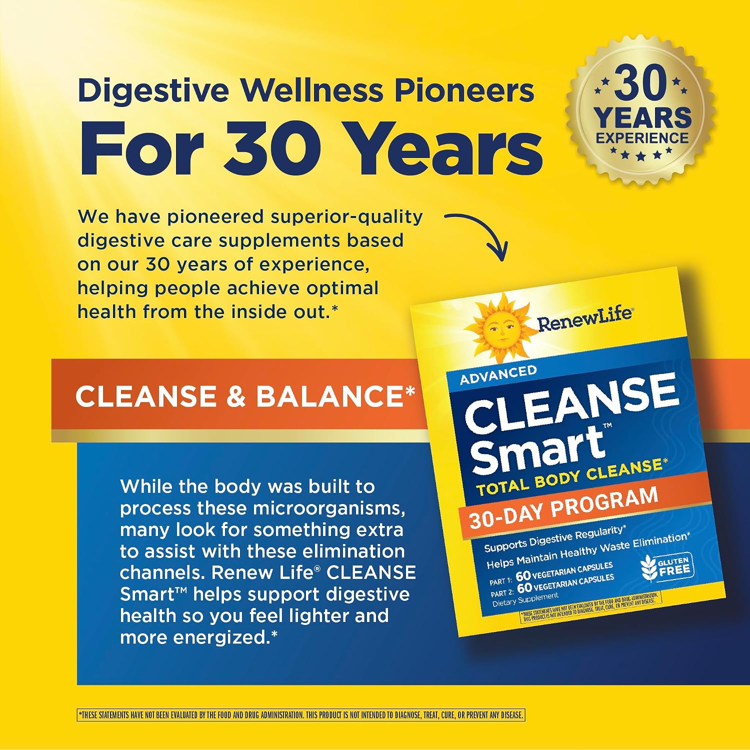 Renew Life Cleanse Smart 30-Day Program | Advanced Total Body Cleanse | Supports Digestive Regularity | Vegan, Dairy and Gluten Free Formula