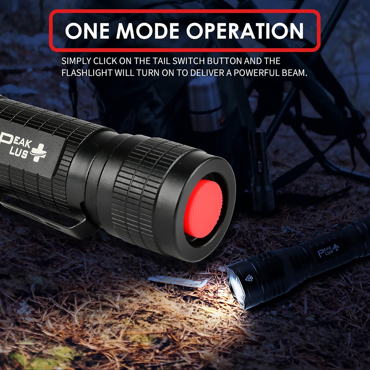 PeakPlus LED Tactical Flashlight PTAC1000 [2 Pack] - Single Mode, High Lumen, Zoomable, Water Resistant, Flash Light - Camping, Outdoor, Emergency