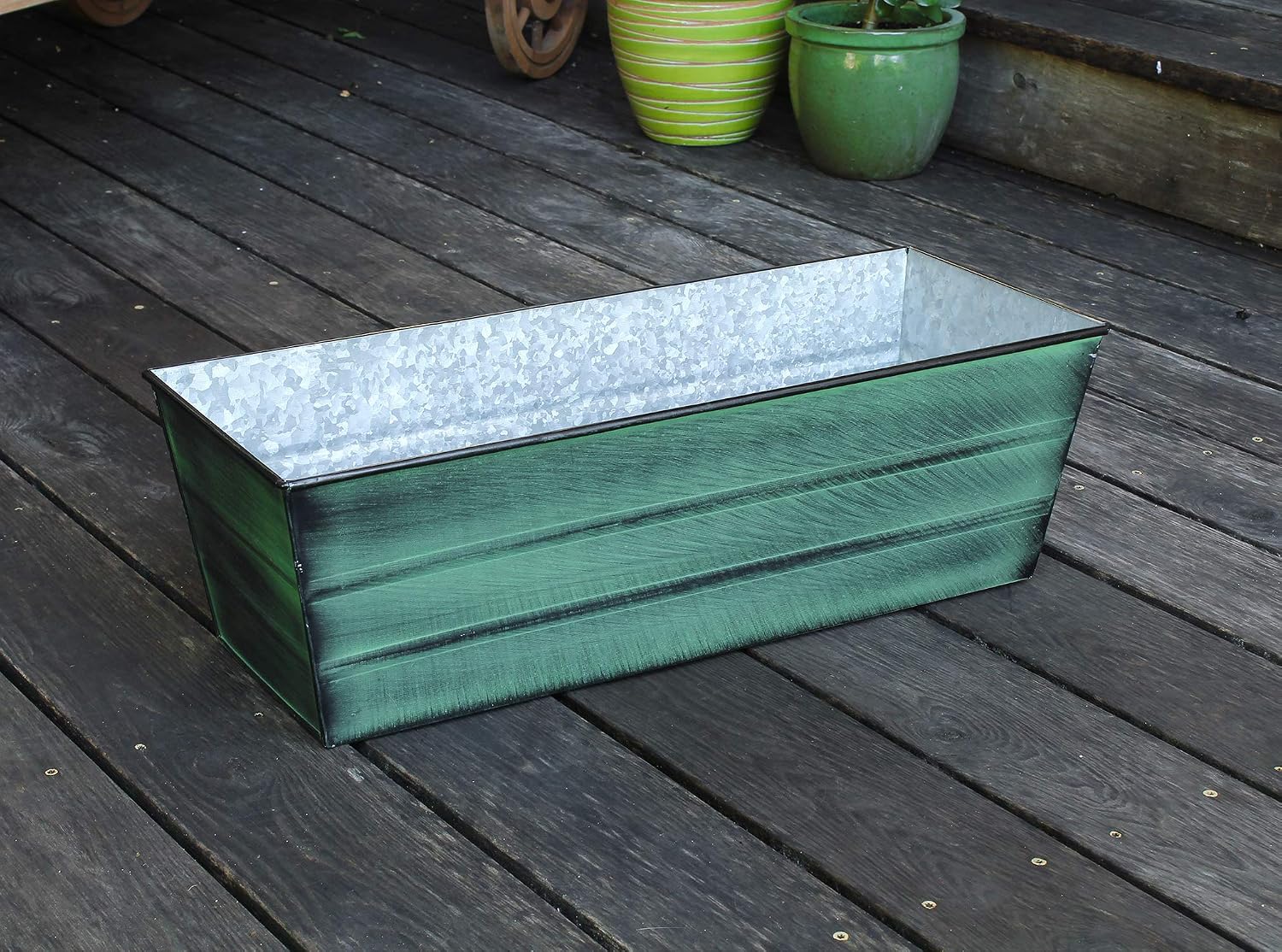 Achla Designs Galvanized Window Flower Box Planter-Green-Medium (24" L x 9.5" W x 7.5" H)