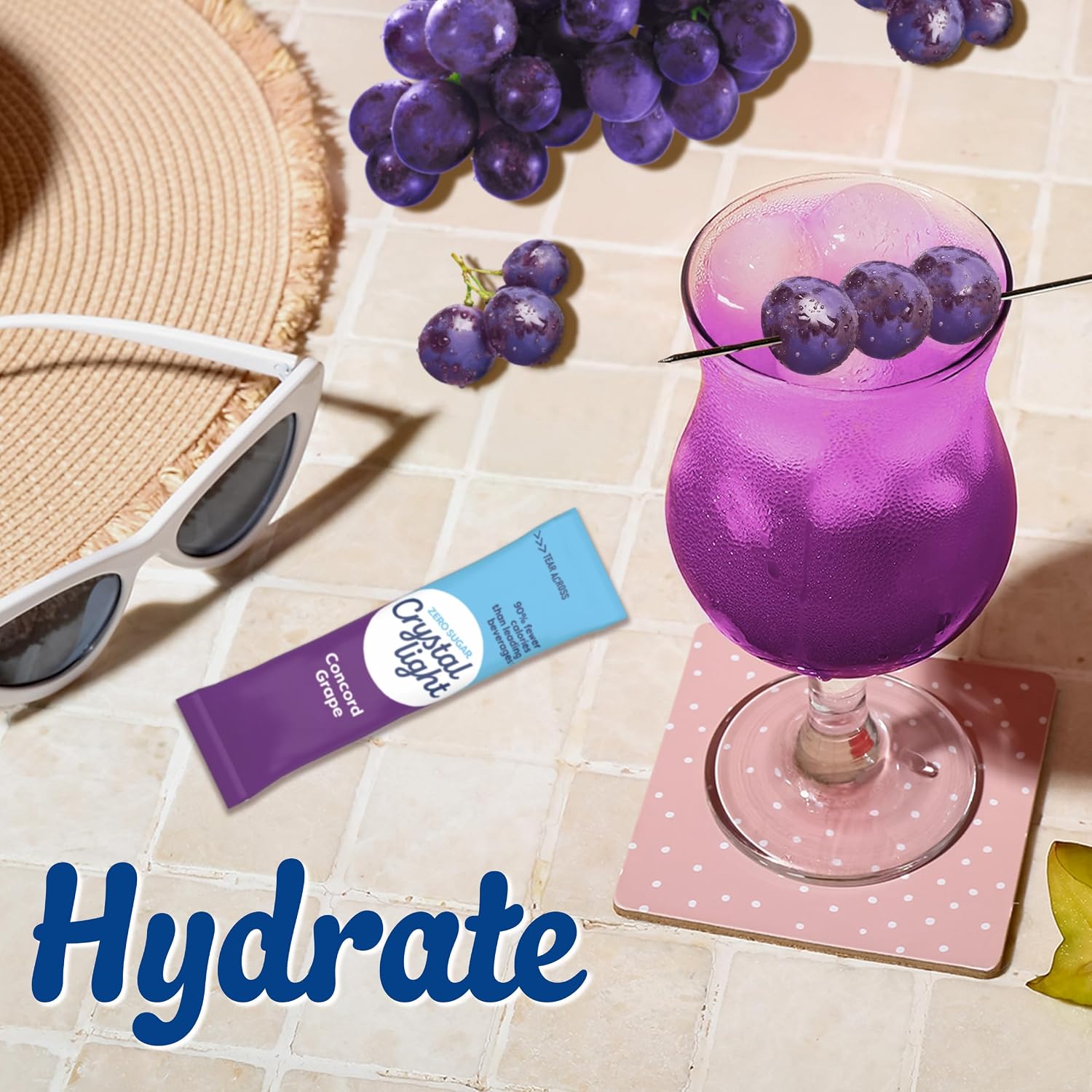 Crystal Light Drink Mix, 6 Pitcher Packets Concord Grape , 2.01 oz | for Flavorful Hydration and Shareable Refreshment Zero Sugar, Low Calorie No Caffeine