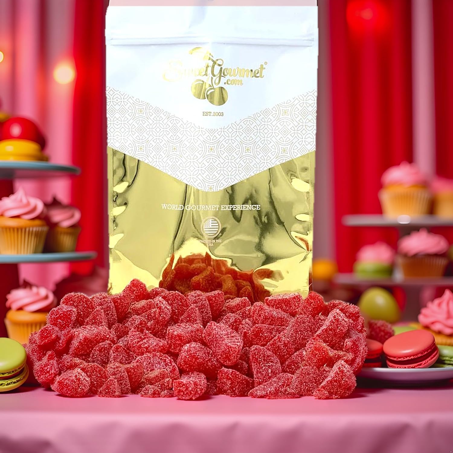 SweetGourmet Cherry Fruit Slices Sugar Coated Jelly Candy, 2.5 Pound Bulk Bag