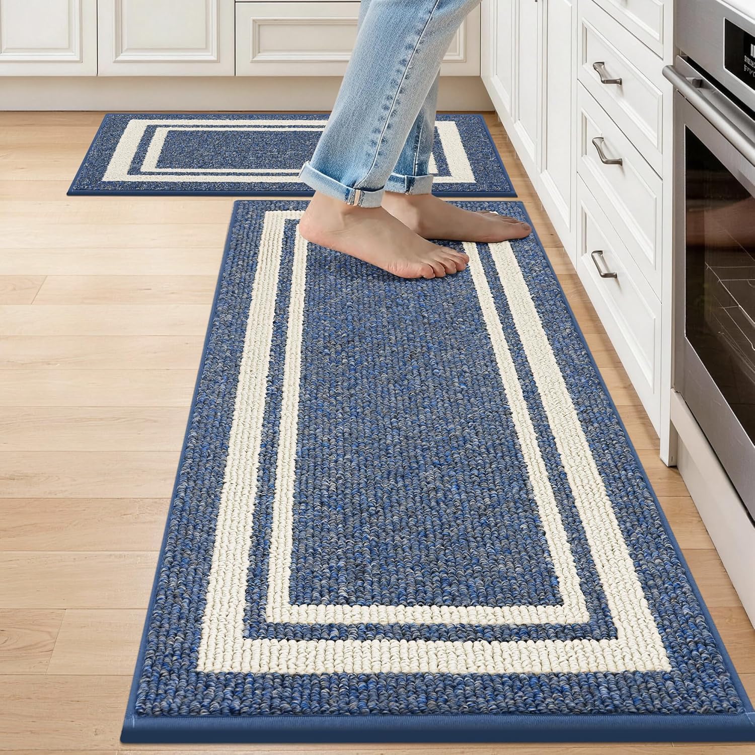 COSY HOMEER 48x20Inch/30X20Inch Kitchen Rug Mats,Grey