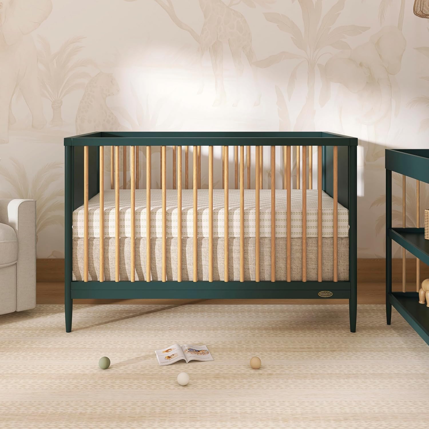Dream On Me Clover Changing Table with Rounded Spindles in White