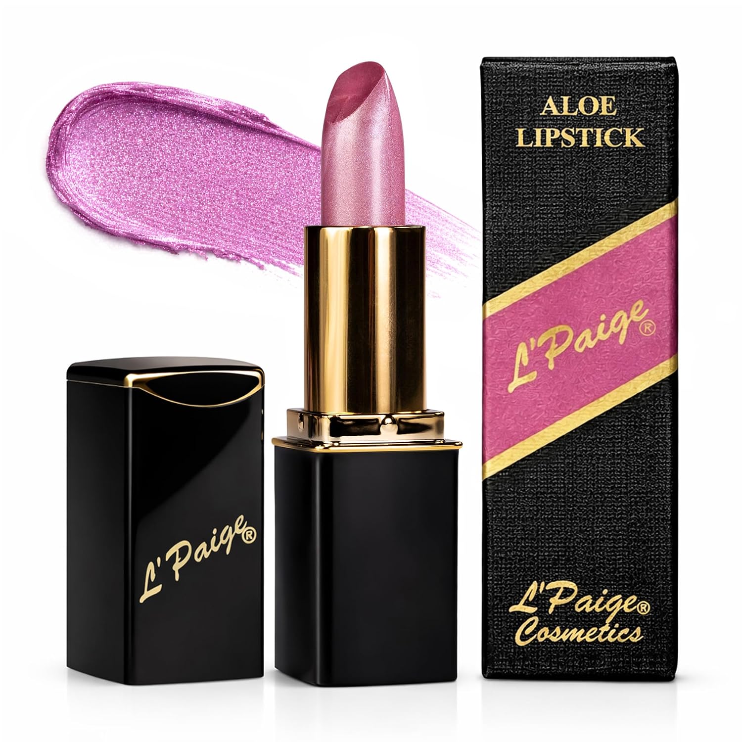 L’Paige Rosy Pearl Lipstick | Sheer Neutral Rose Lip Color | Aloe Vera Moisturizing Formula | Long-Lasting Hydrating Finish | Soft Silvery Pink Shade L56