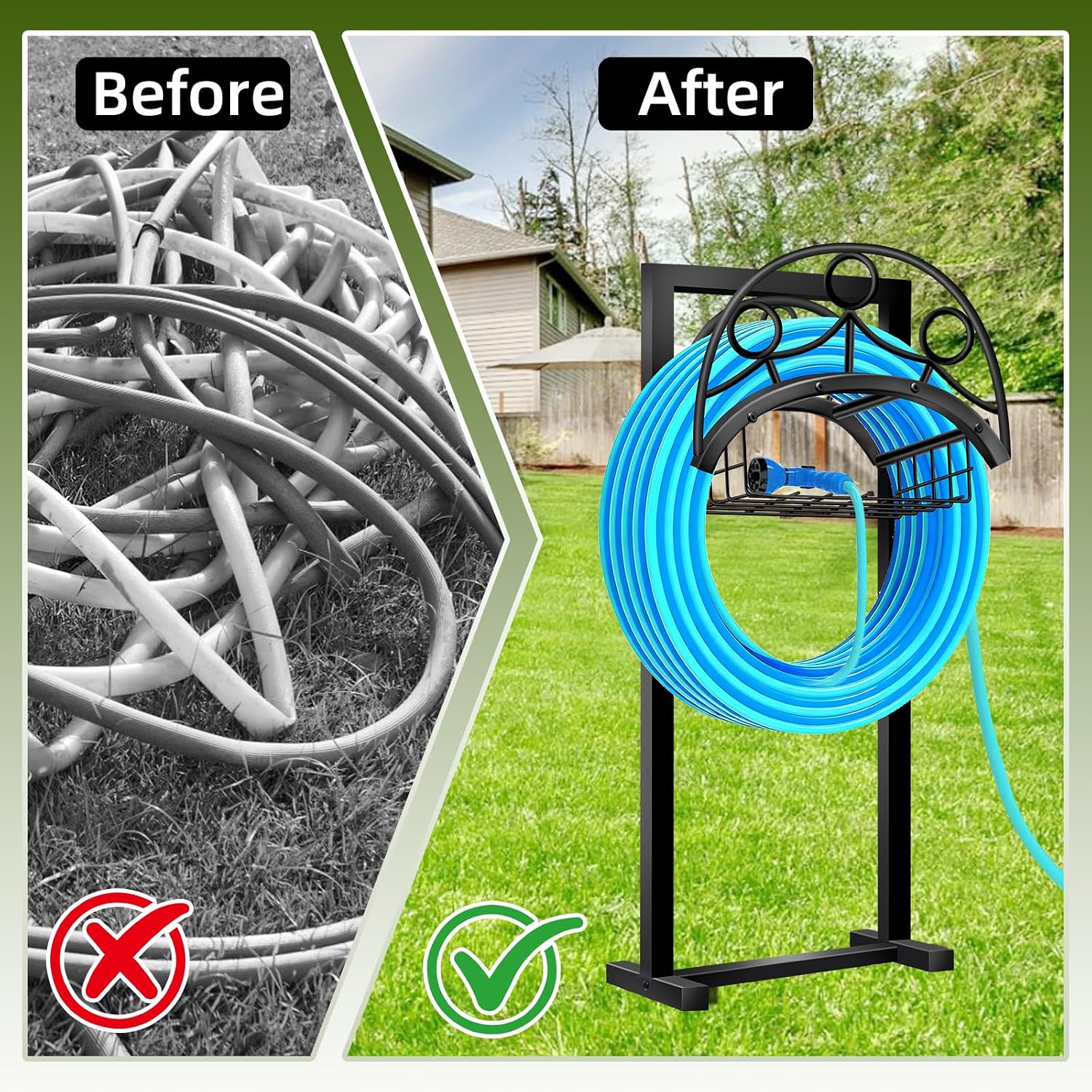 Garden Hose Holder – Detachable Water Hose Holders Stand, Holds 160-Feet Hose