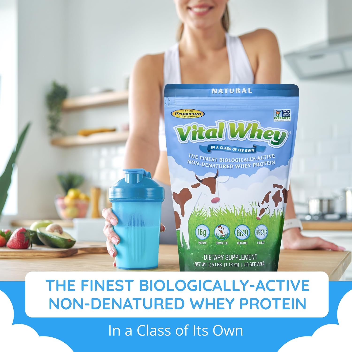 Vanilla Grass-Fed Whey Protein Powder, Immune Vitality, Recovery, 600g | 15g protein & 3.5g BCAAs per scoop | Just 5 clean ingredients | Monk fruit sweetened | Tested for heavy metals & purity