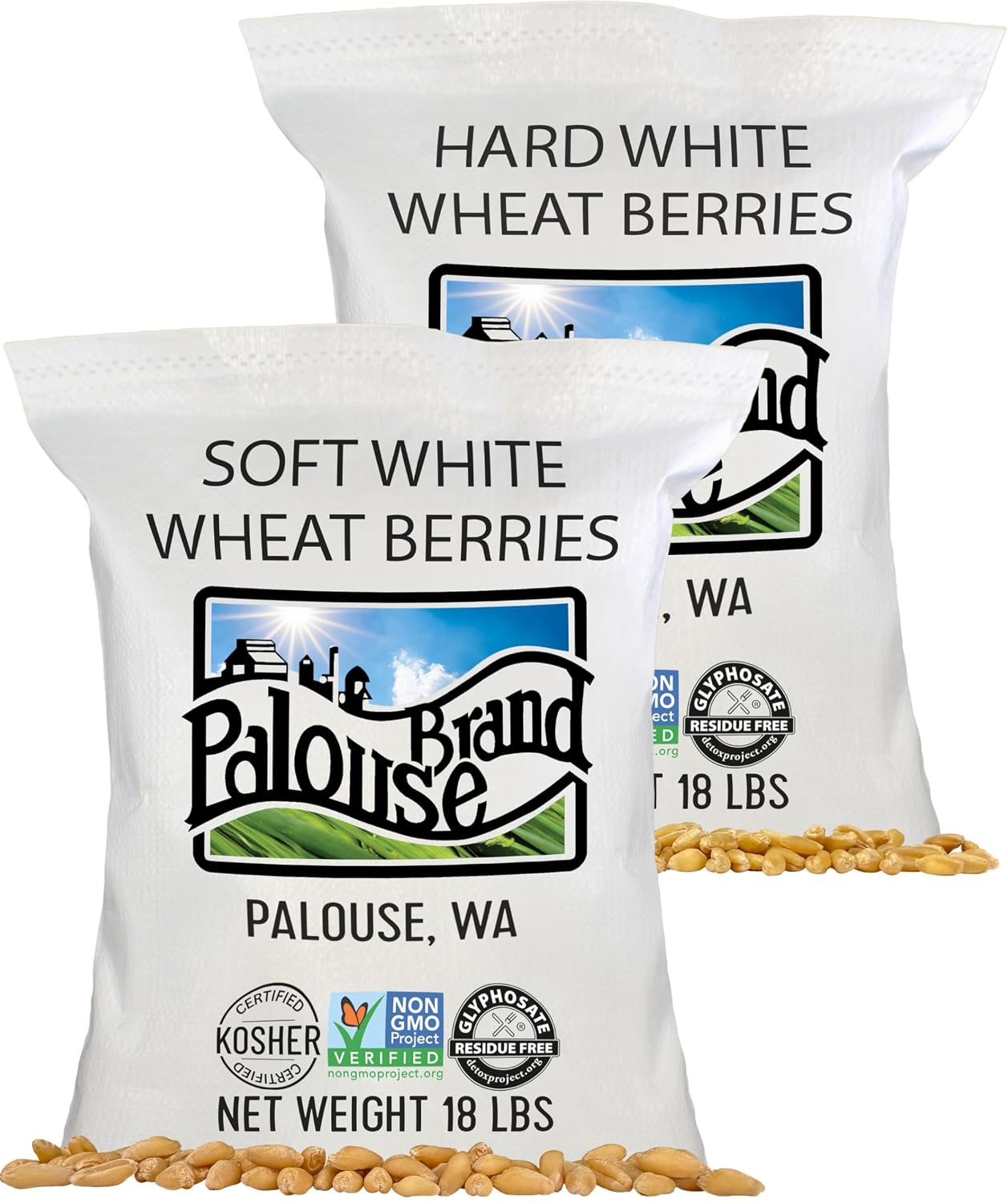Palouse Brand Certified Glyphosate Residue Free Soft White Wheat Berries | 5 LBS | Family Farmed in Washington State | Non-GMO Project Verified | Kosher | Field Traced