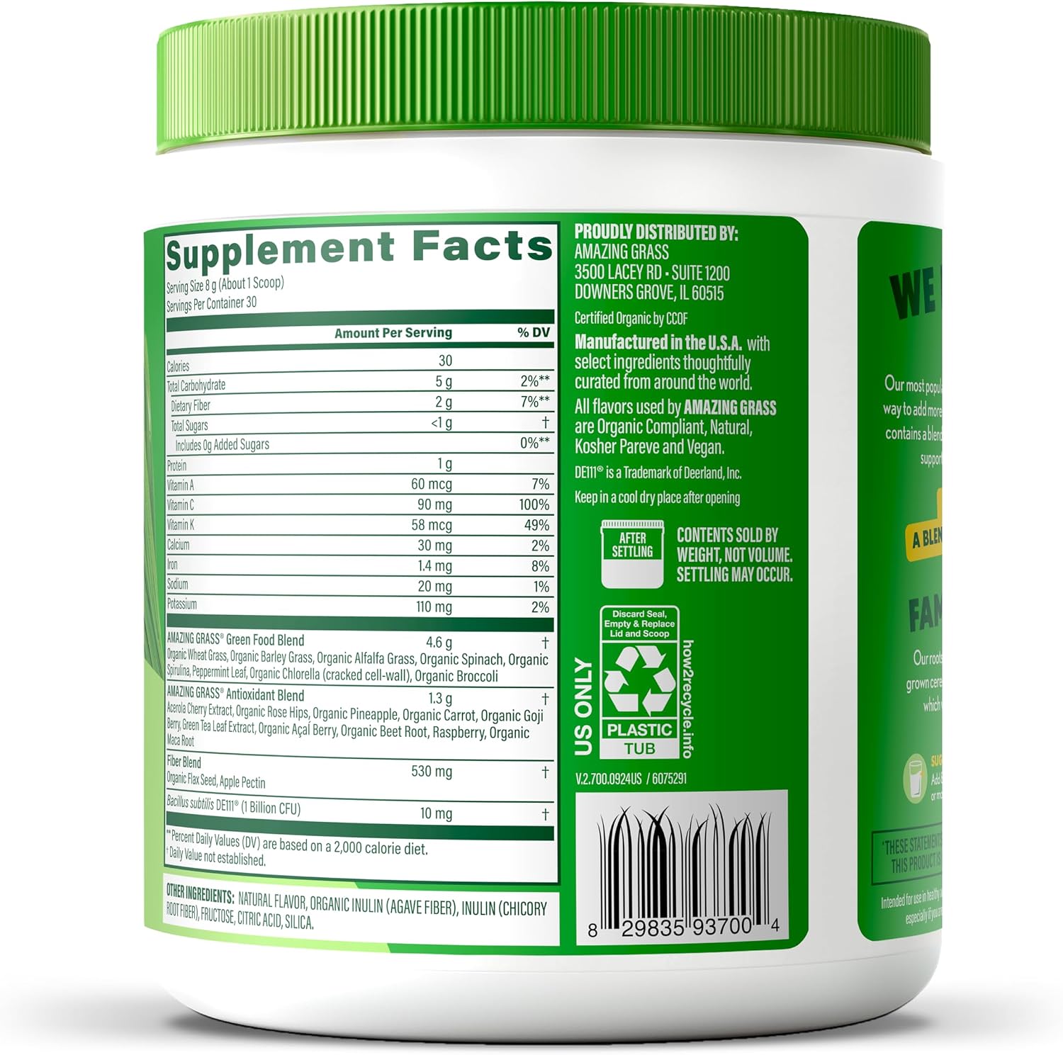 Amazing Grass Super Greens Powder Original, 60 Servings, 16.9 oz | Organic Greens Superfood Powder with Spirulina, Beet Root, Probiotics & Digestive Enzymes to Support Digestion