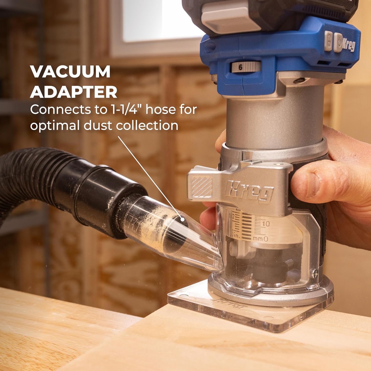 Kreg 20V Ionic Drive 1/4 Inch Trim Router - Cordless 20V for Woodworking - Micro-Adjustment Trim Tool - Dual LED Lights - Precise Electric Handheld