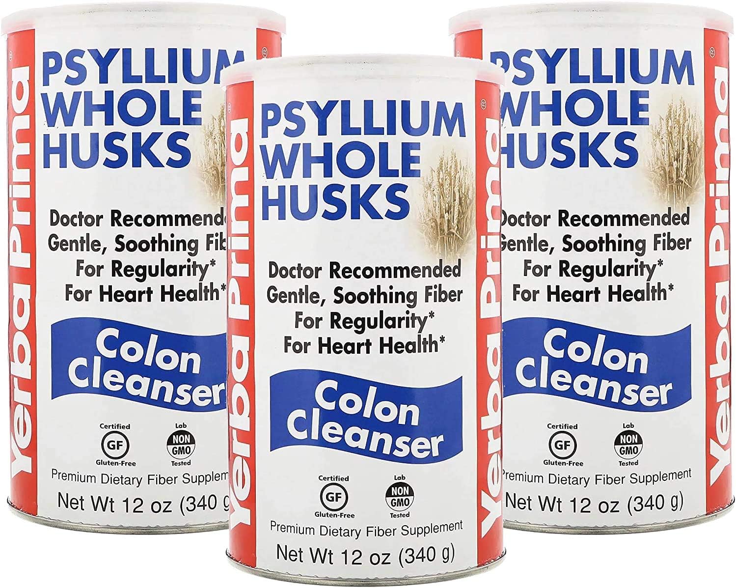 Yerba Prima Psyllium Whole Husks, Colon Cleanser 12 oz (Pack of 2) - All Natural Dietary Fiber, Pure Premium Psyllium, Lab-Tested Non-GMO, Gluten-Free Fiber