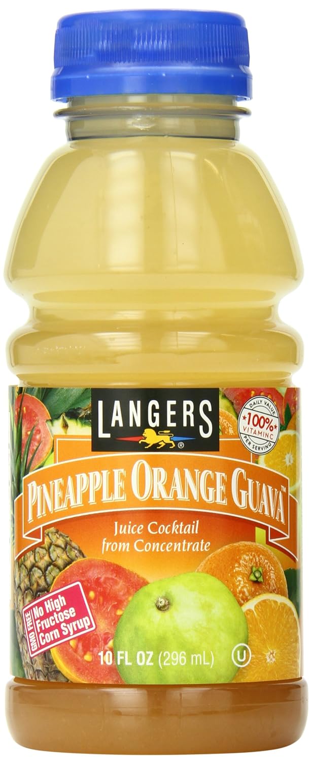 Langers Juice Cocktail, Pineapple Orange Guava, 10 Fl Oz (Pack of 12)