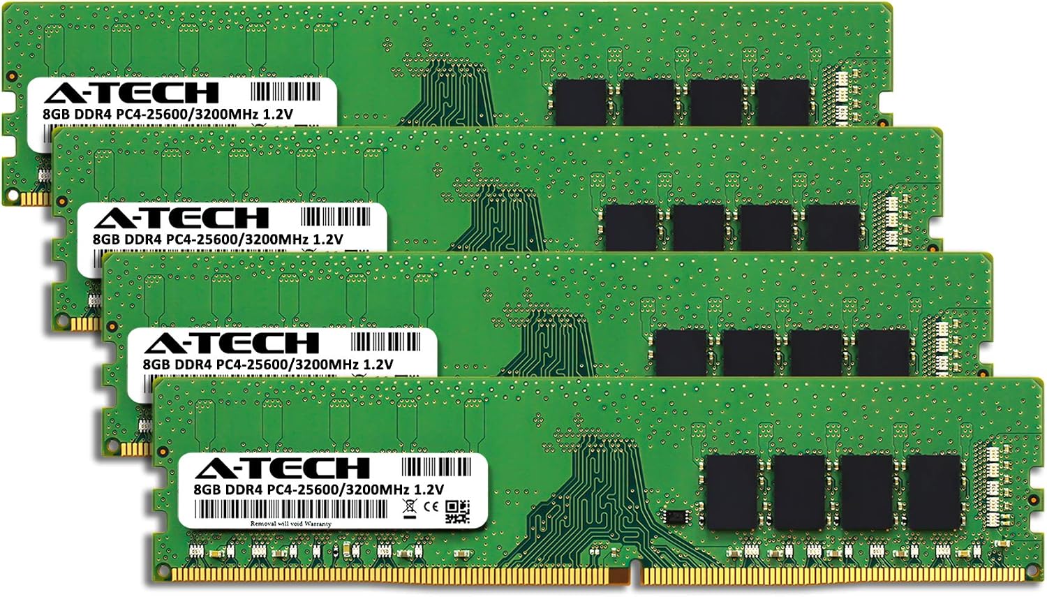 A-Tech 16GB DDR4 3200 MHz UDIMM PC4-25600 (PC4-3200AA) CL22 DIMM Non-ECC Desktop RAM Memory Module