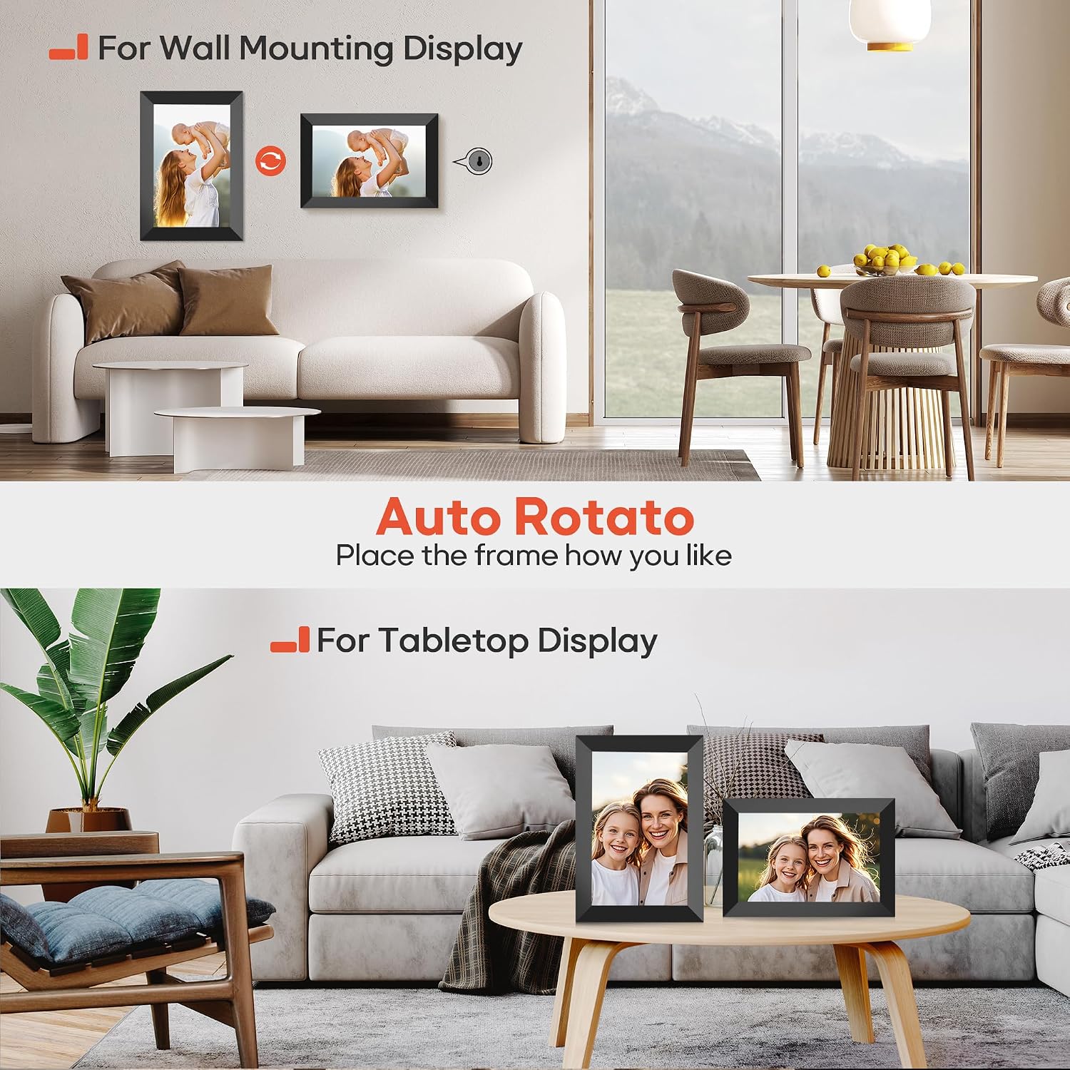BIGASUO Digital Picture Frame, 10.1" Frameo Digital Frame WiFi with 32GB Memory, 1280x800 IPS Touch Screen