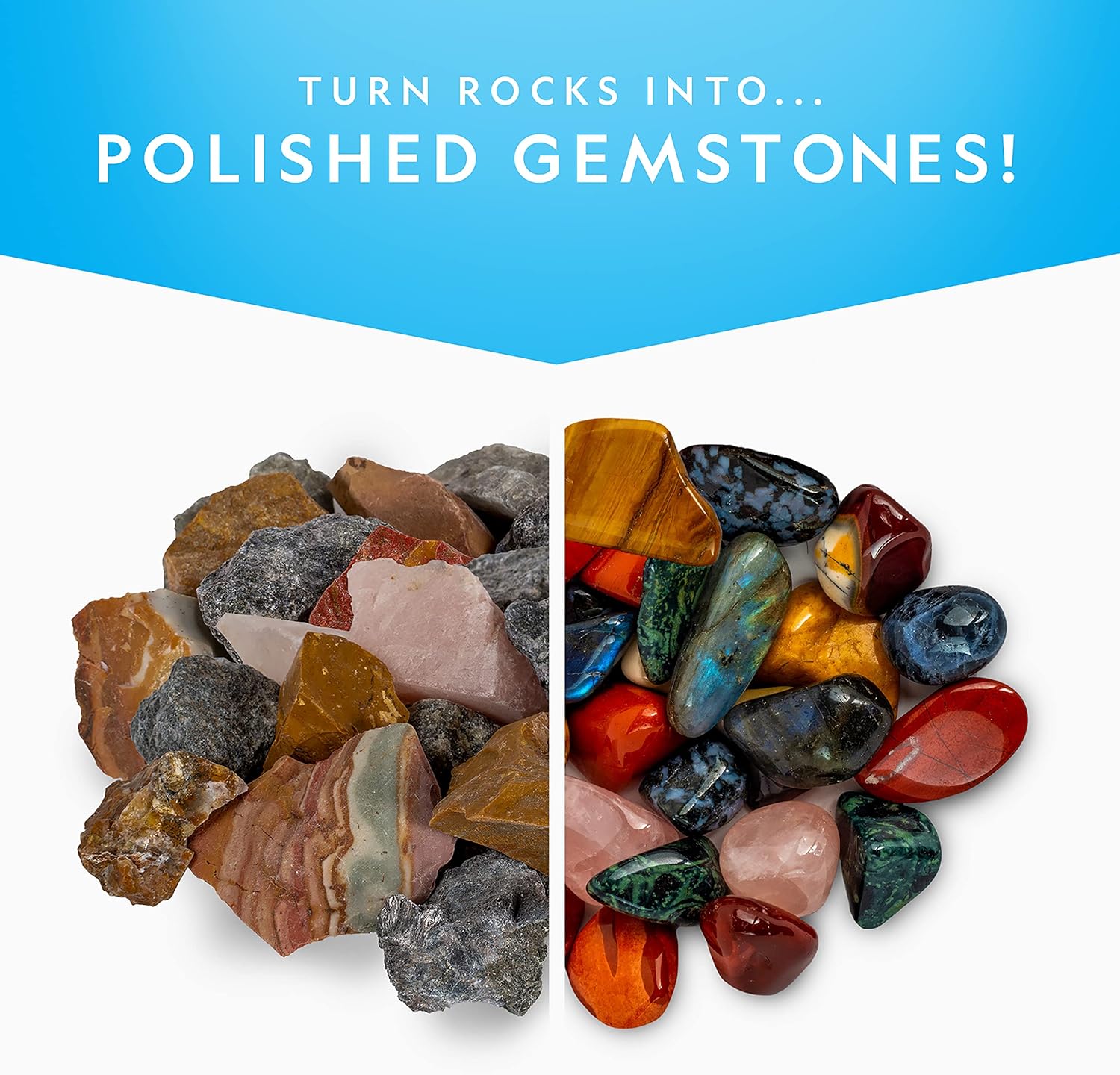 National Geographic Rock Tumbler Refill Kit with 3 Lbs. Rough Gems | 3 Lbs. Rough Gemstones, Amethyst and Quartz, 4-Stage Grit, Jewelry Accessories, Rock Polishing Supplies