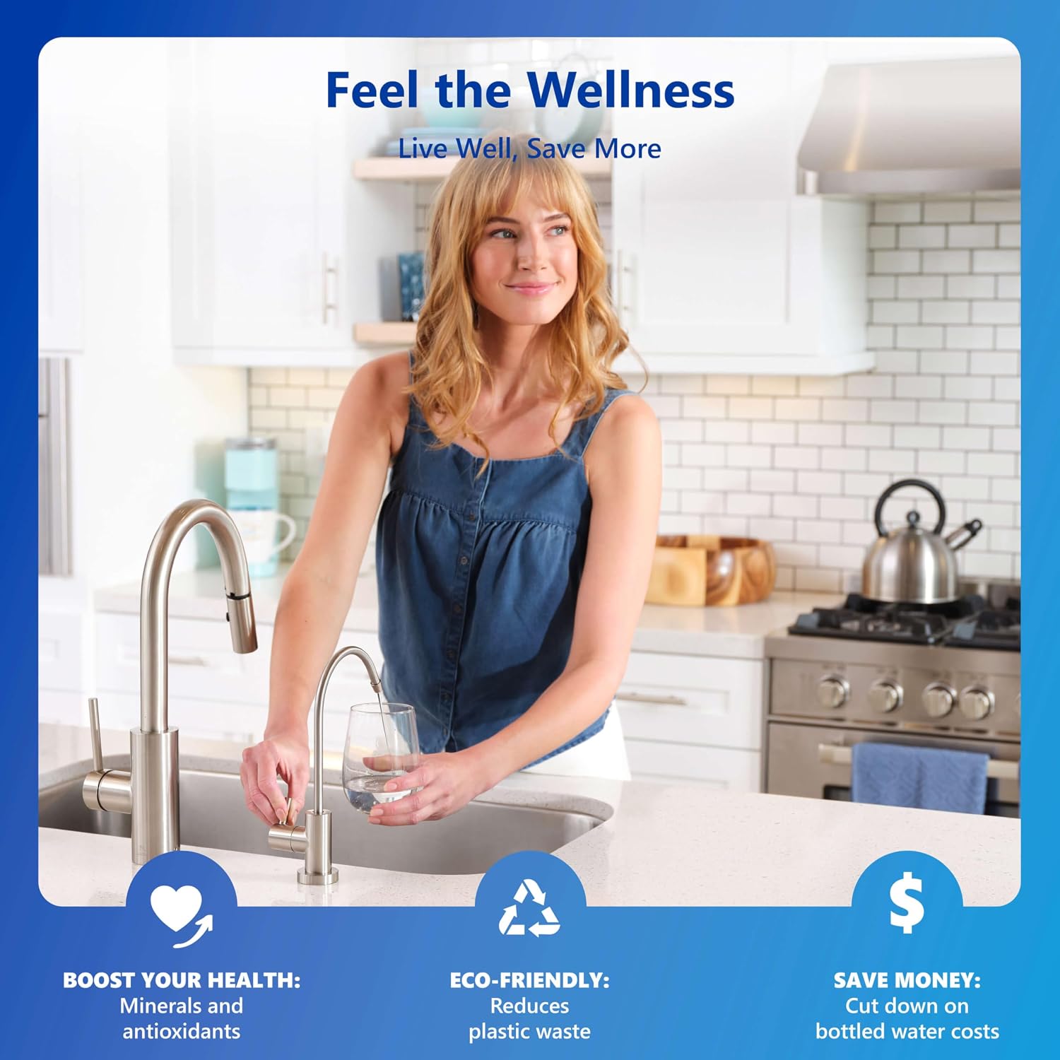 Express Water ROALK5D, 10-Stage Under Sink RO System, Alkaline, 50 GPD | NSF Certified 372, Deluxe Chrome Facuet, Reduces 99% of Impurities, BPA Free, Leak Detection