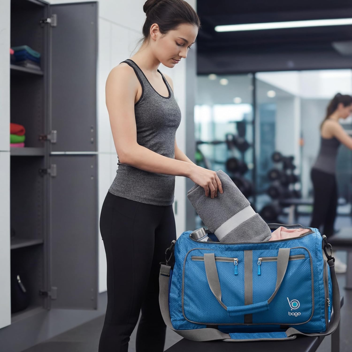 Bago Large Duffle Bag for Travel Women & Men. Durable Lightweight Foldable Travel Duffel Bags For Traveling Women. 80L Duffle Bags For Overnight Bag With Shoe Compartment Collapsible Weekender duffel