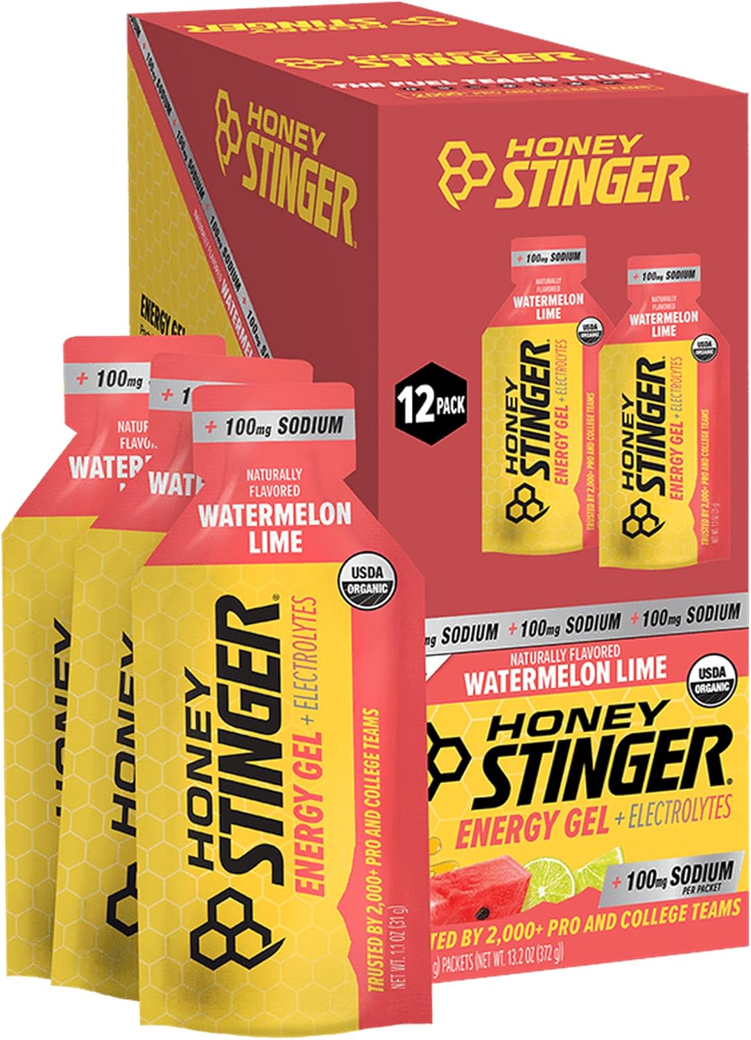 Honey Stinger Gold Energy Gel, Gluten Free & Caffeine Free, for Exercise, Running and Performance, Sports Nutrition for Home & Gym, Pre and Mid Workout, 24 Pack, 26.4 Ounce | sports-nutrition-endurance-and-energy-chews