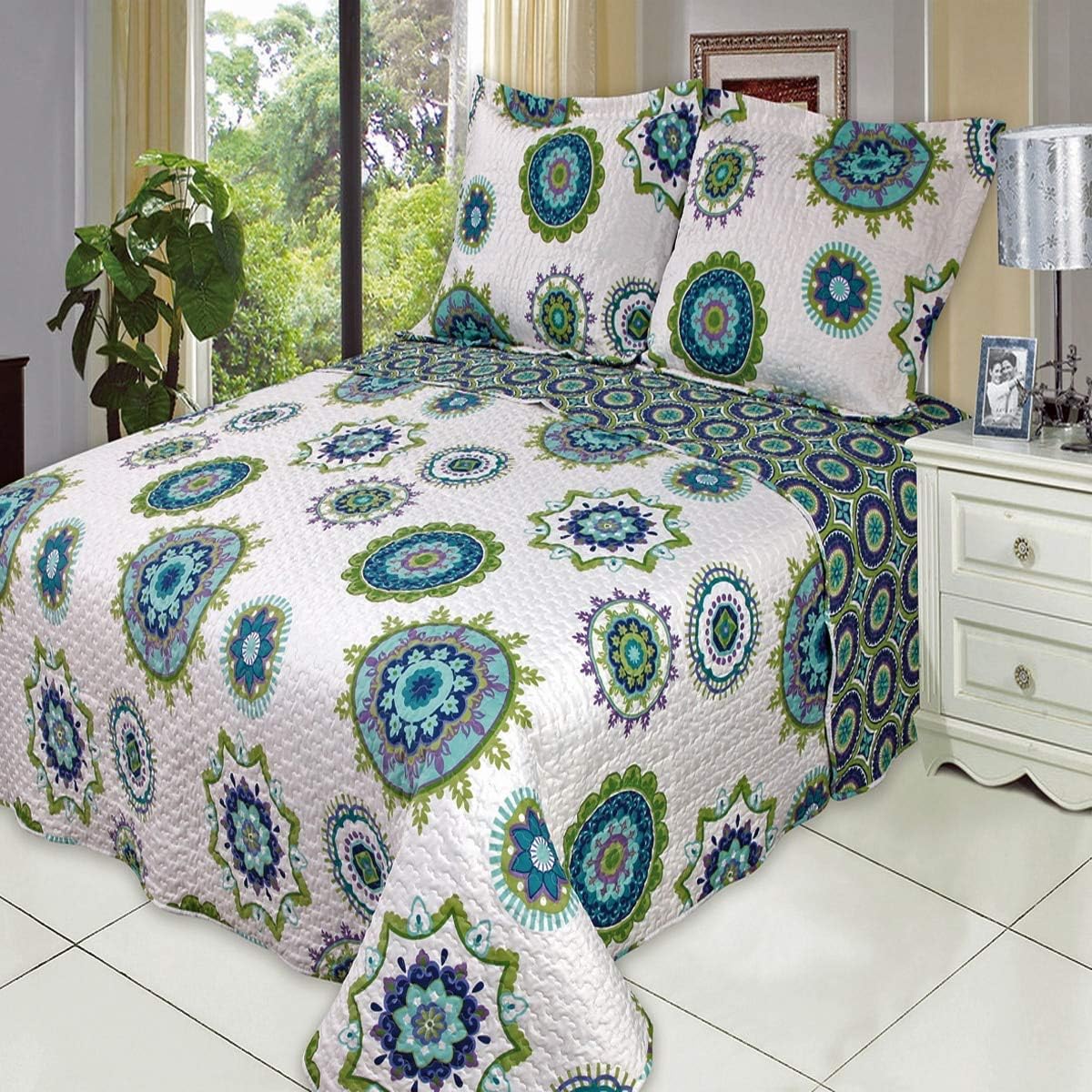 Royal Hotel Ayat Birds Oversized Coverlet Set Queen Size – Luxury Queen Quilt Bedspread, All Season Soft Filled Quilts