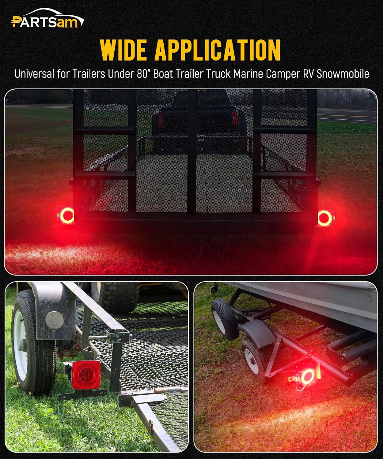 Partsam Led Submersible Trailer Tail Lights Kit
